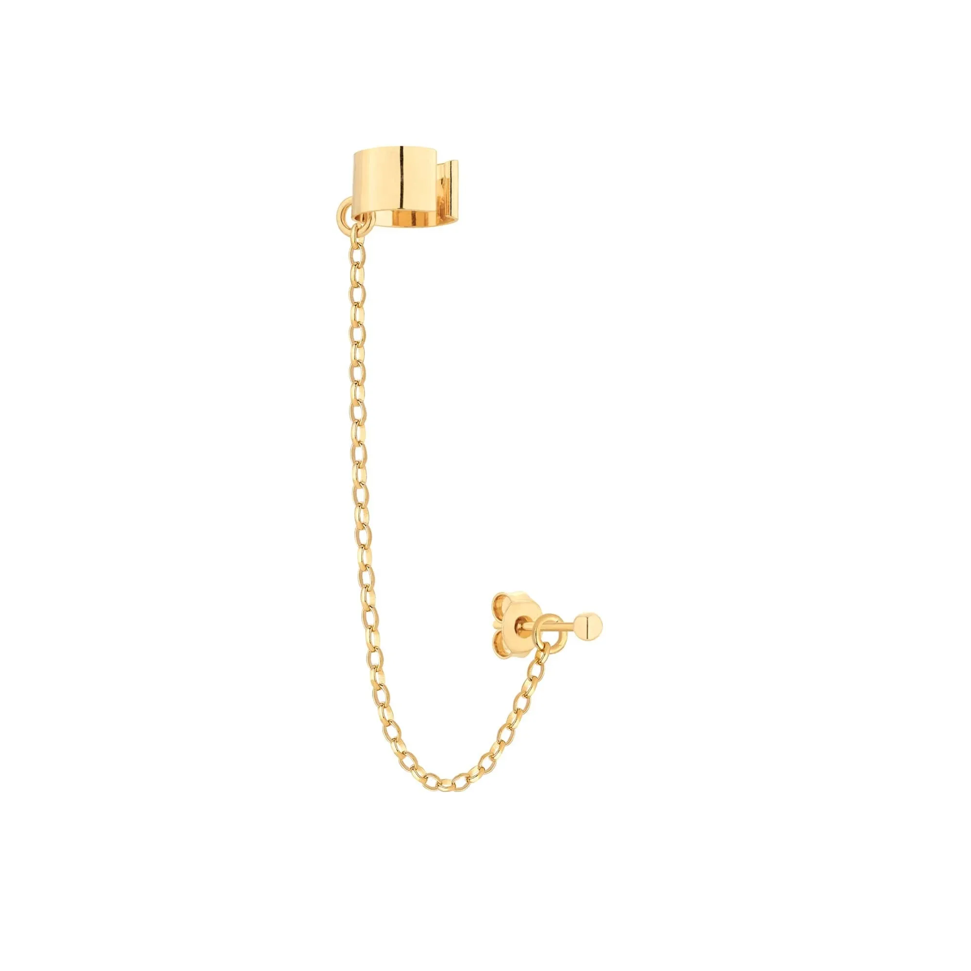 Złota nausznica z łańcuszkiem i kulką