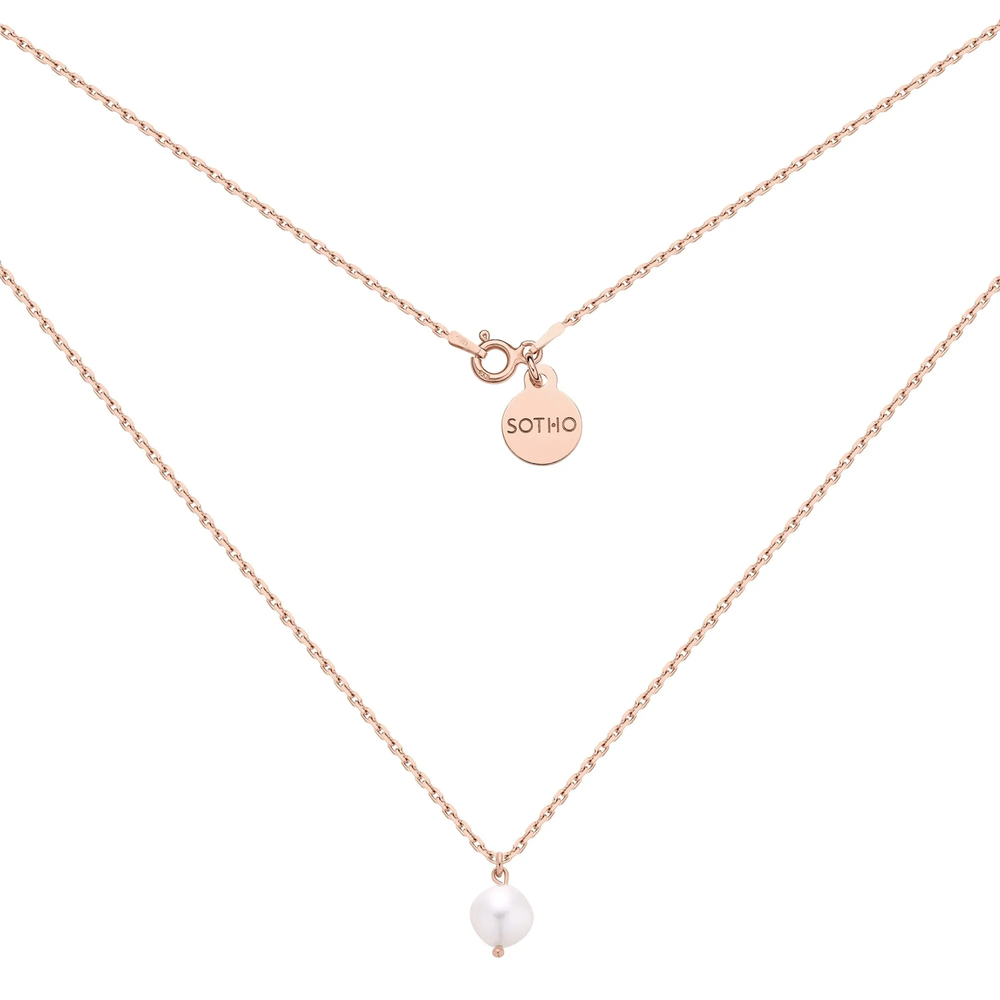 Naszyjnik z różowego złota z naturalną perłą : Długość - 50 cm