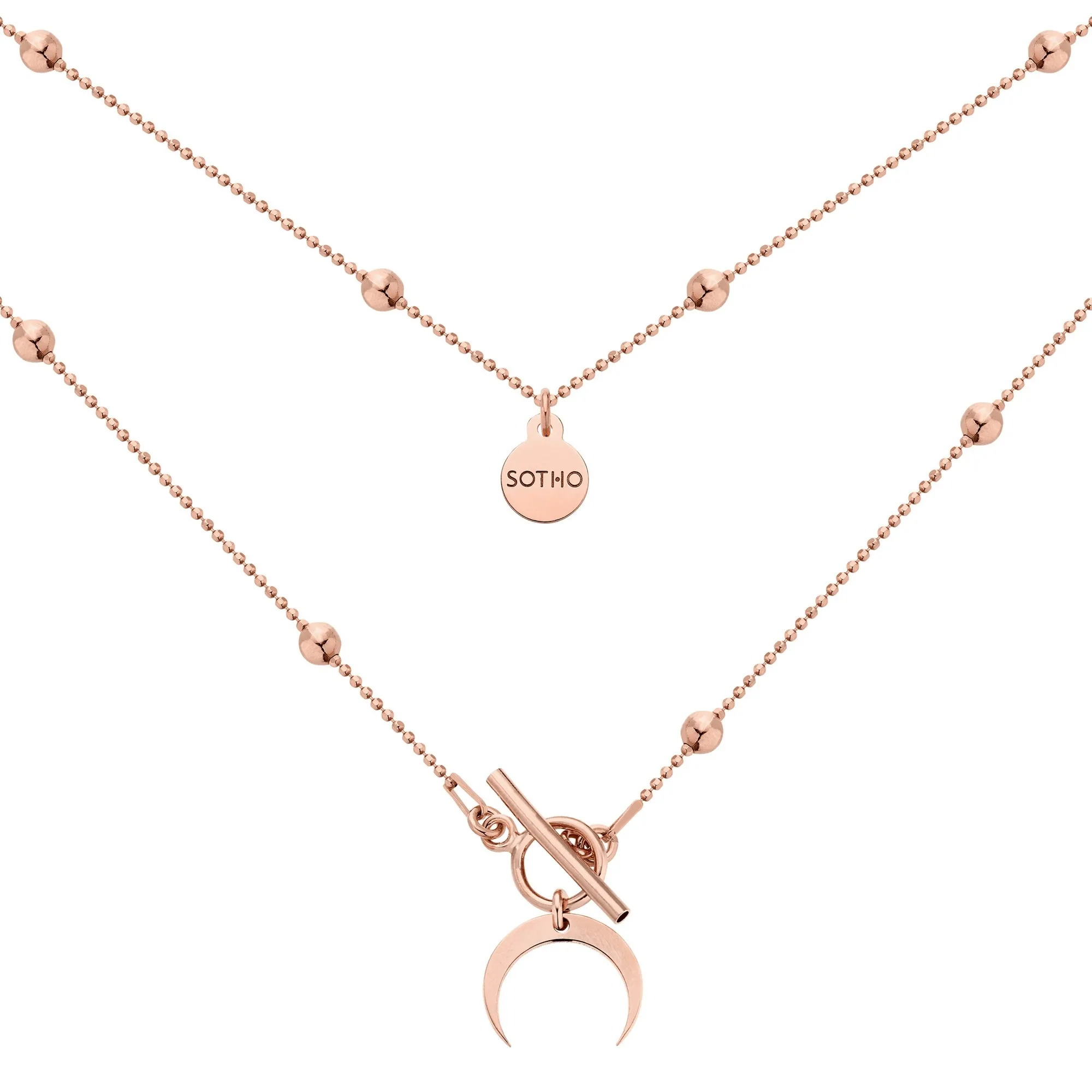 Naszyjnik z różowego złota z księżycem : Długość - 41,5 cm