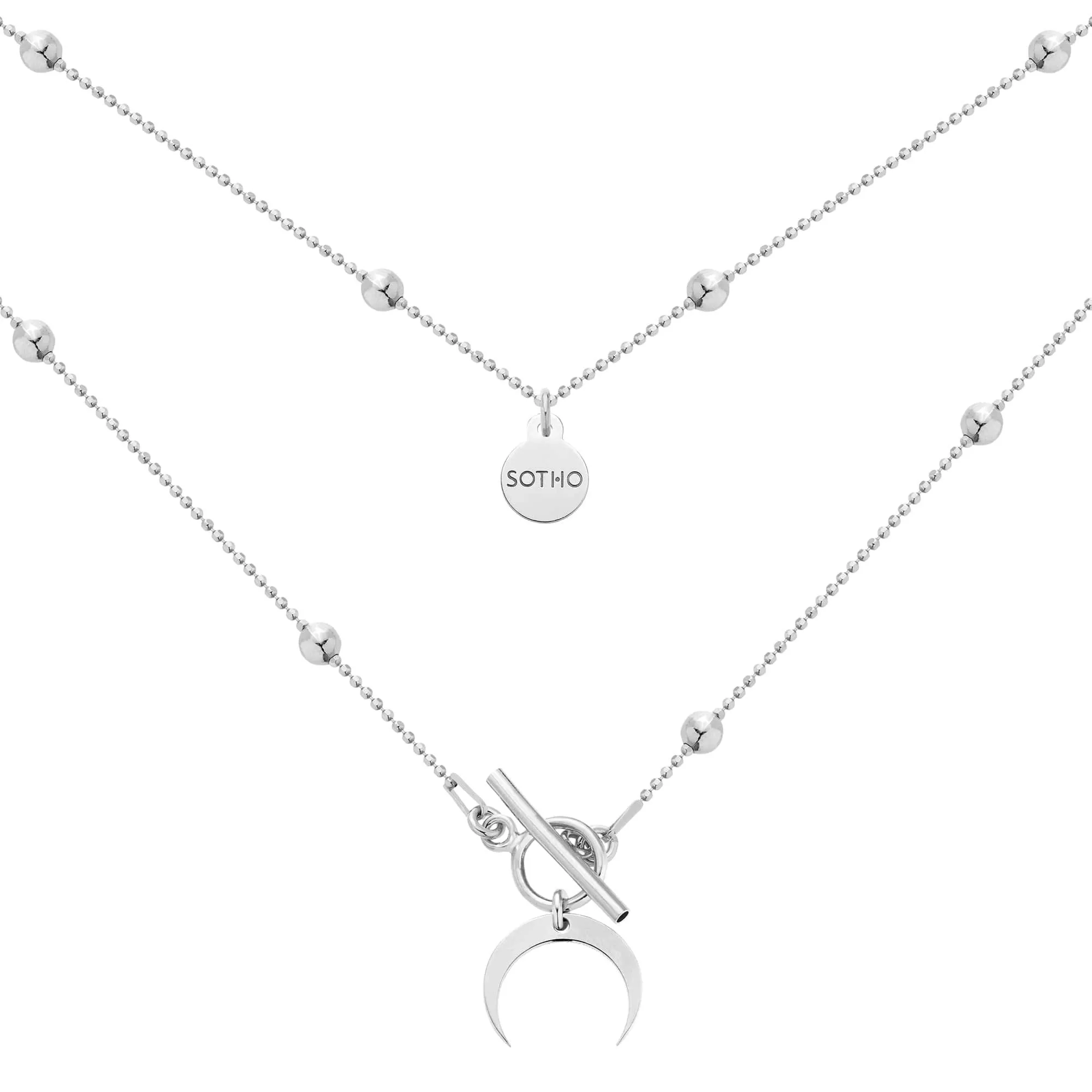 Srebrny naszyjnik z księżycem : Długość - 46,5 cm