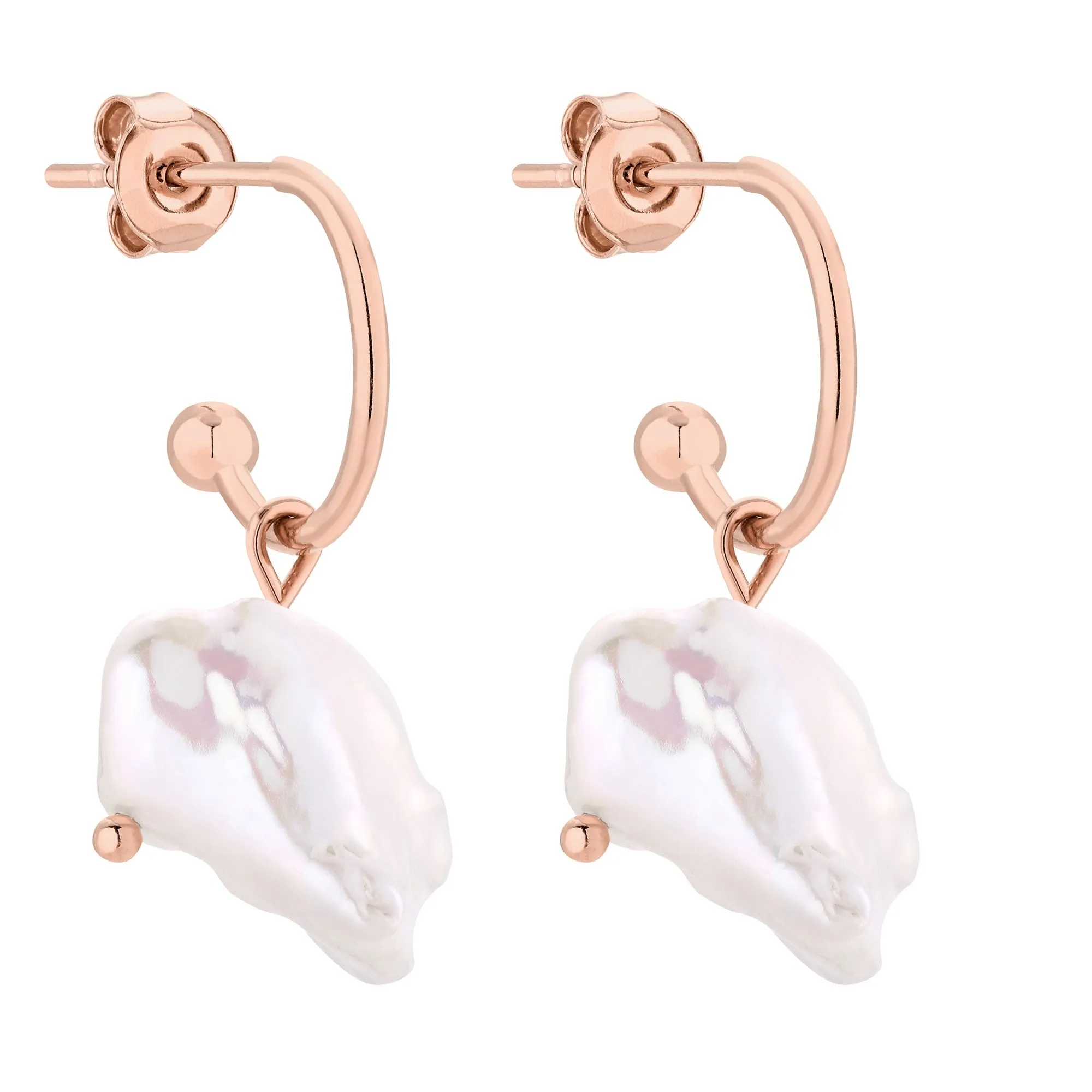 Kolczyki z różowego złota z naturalnymi perłami