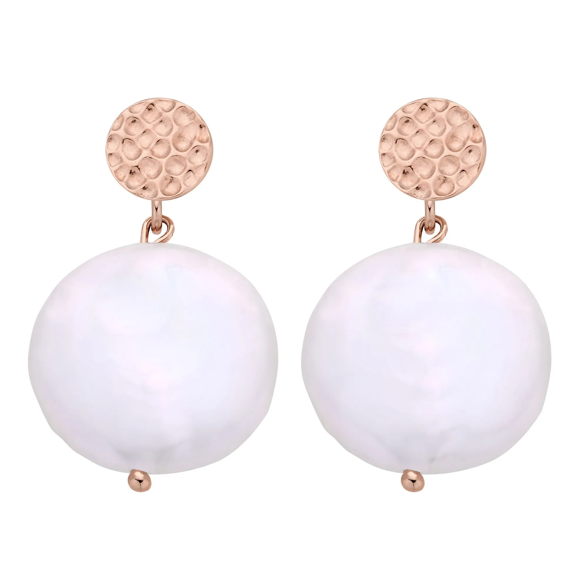 Kolczyki z różowego złota z dużymi płaskimi perłami