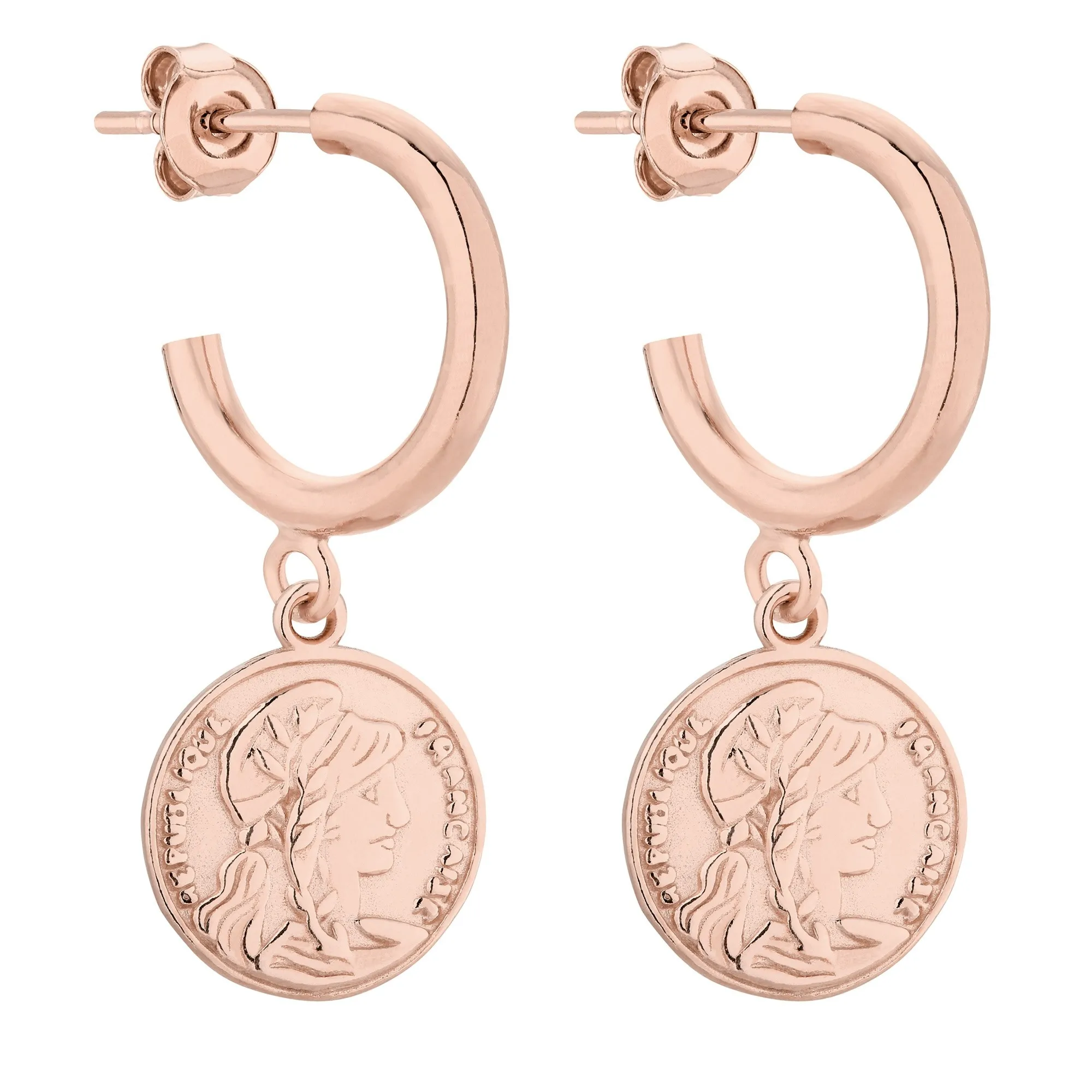 Półkola M z różowego złota z monetami