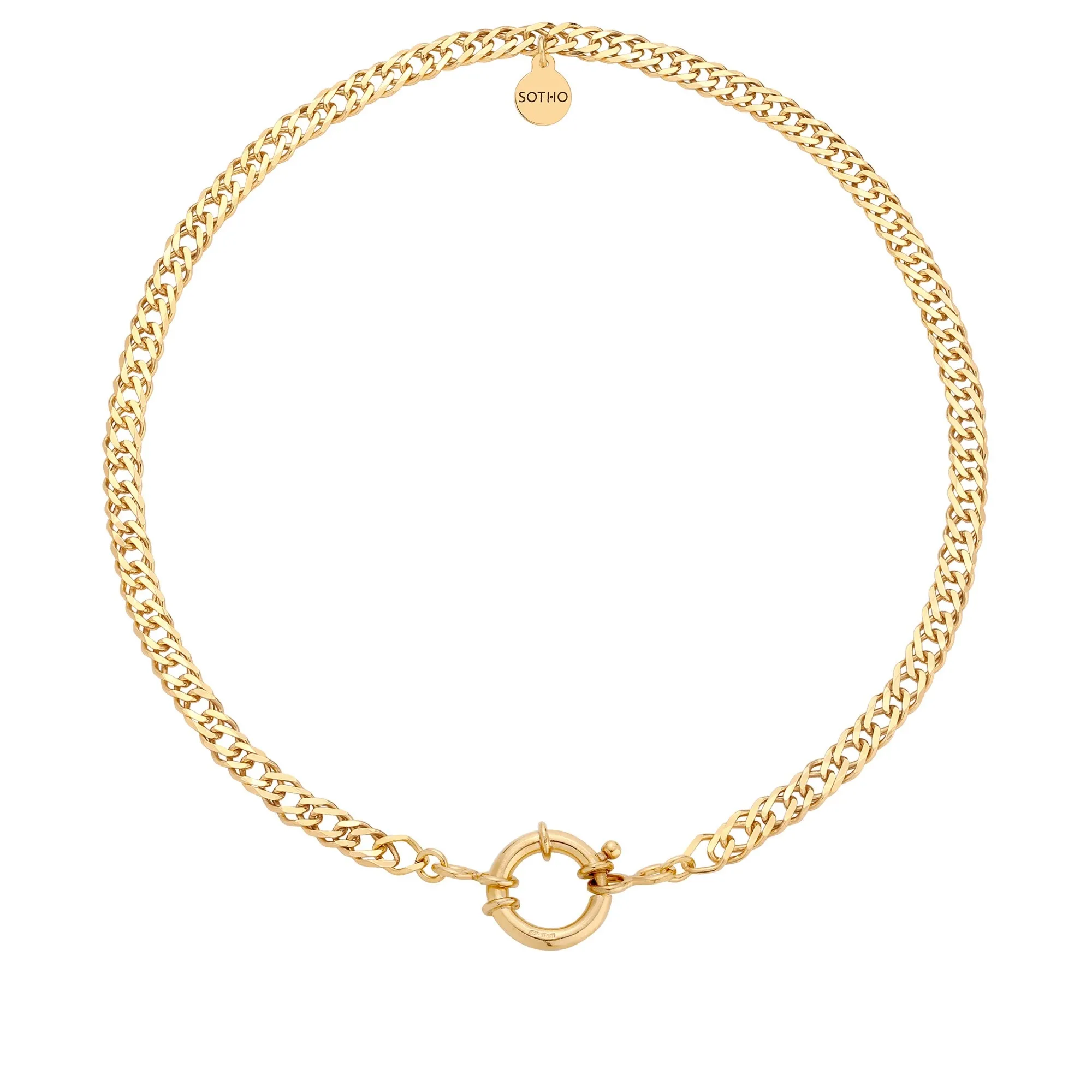 Złoty masywny łańcuch z ozdobnym zapięciem