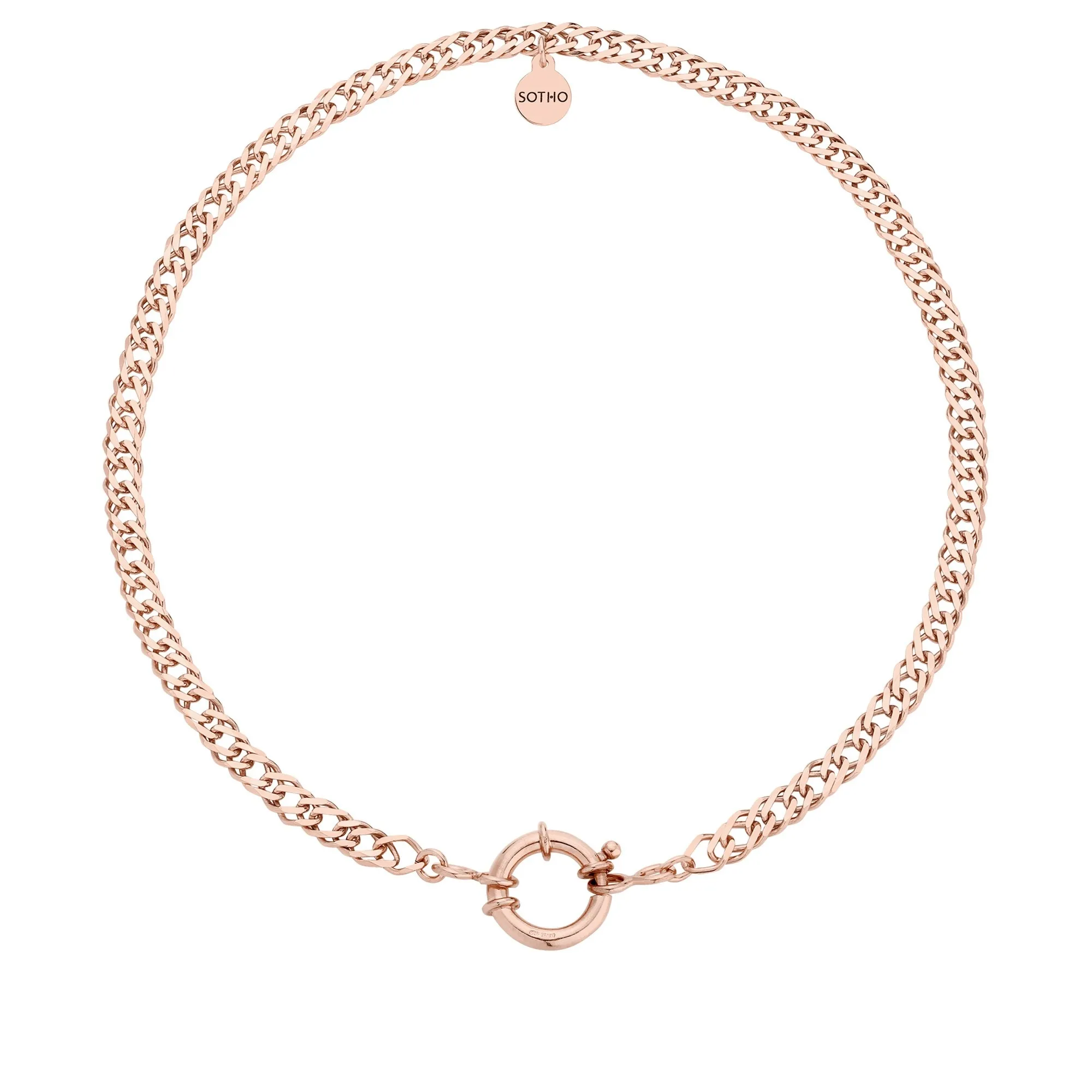 Masywny łańcuch z ozdobnym zapięciem z różowego złota