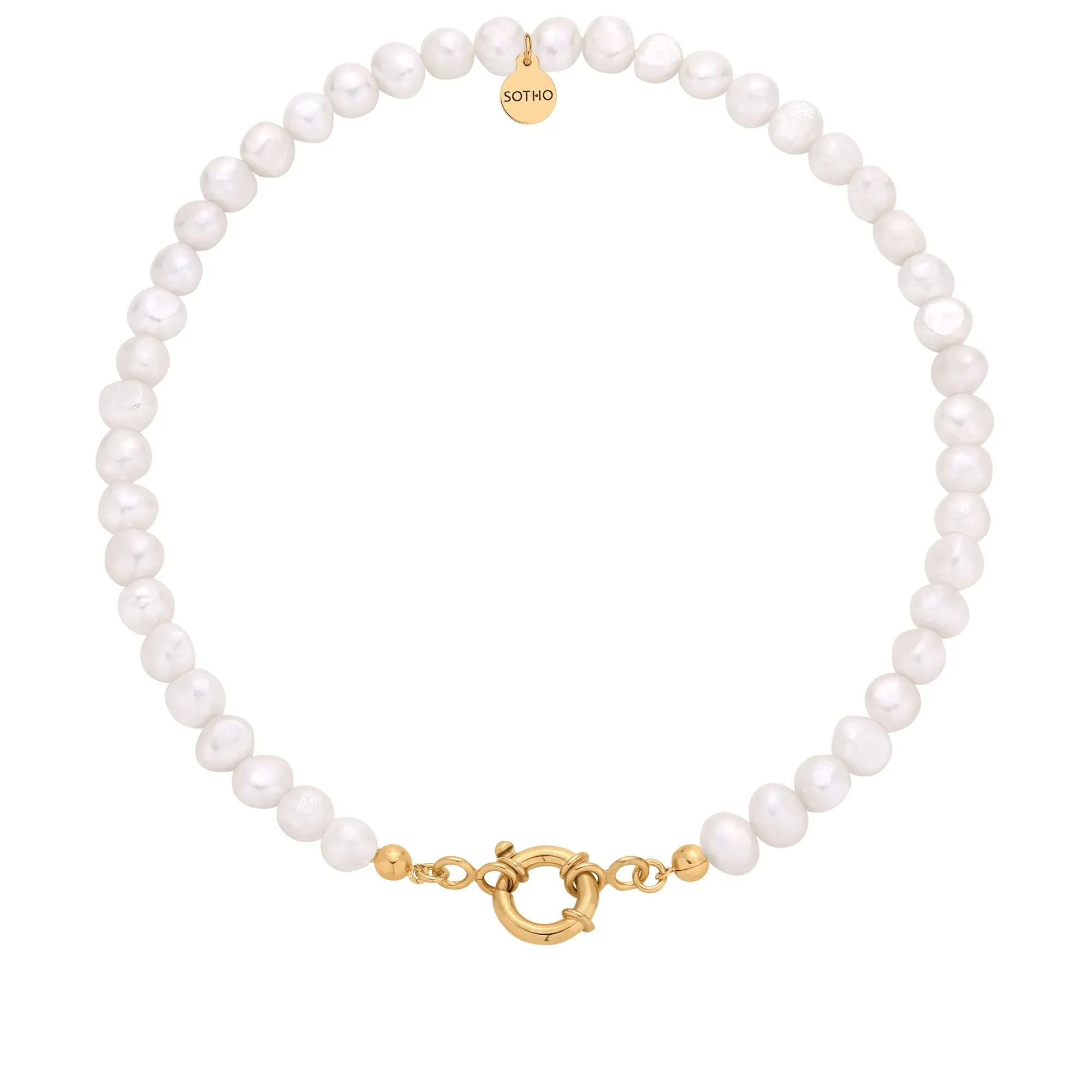 Naszyjnik z pereł naturalnych ze złotym ozdobnym zapięciem