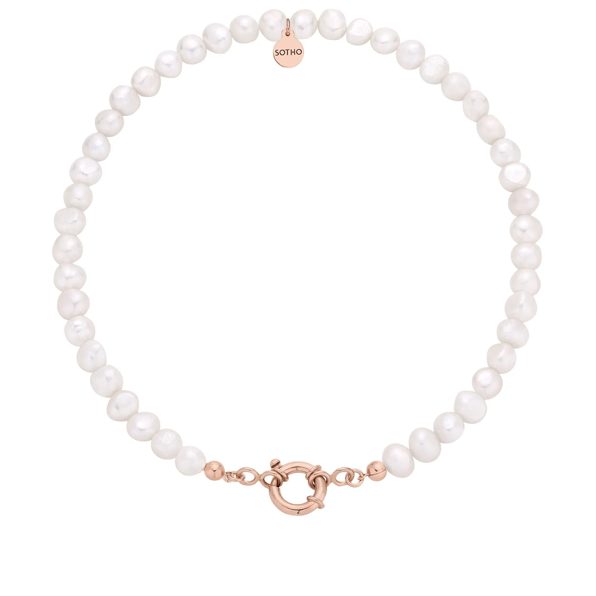 Naszyjnik z pereł naturalnych z ozdobnym zapięciem z różowego złota