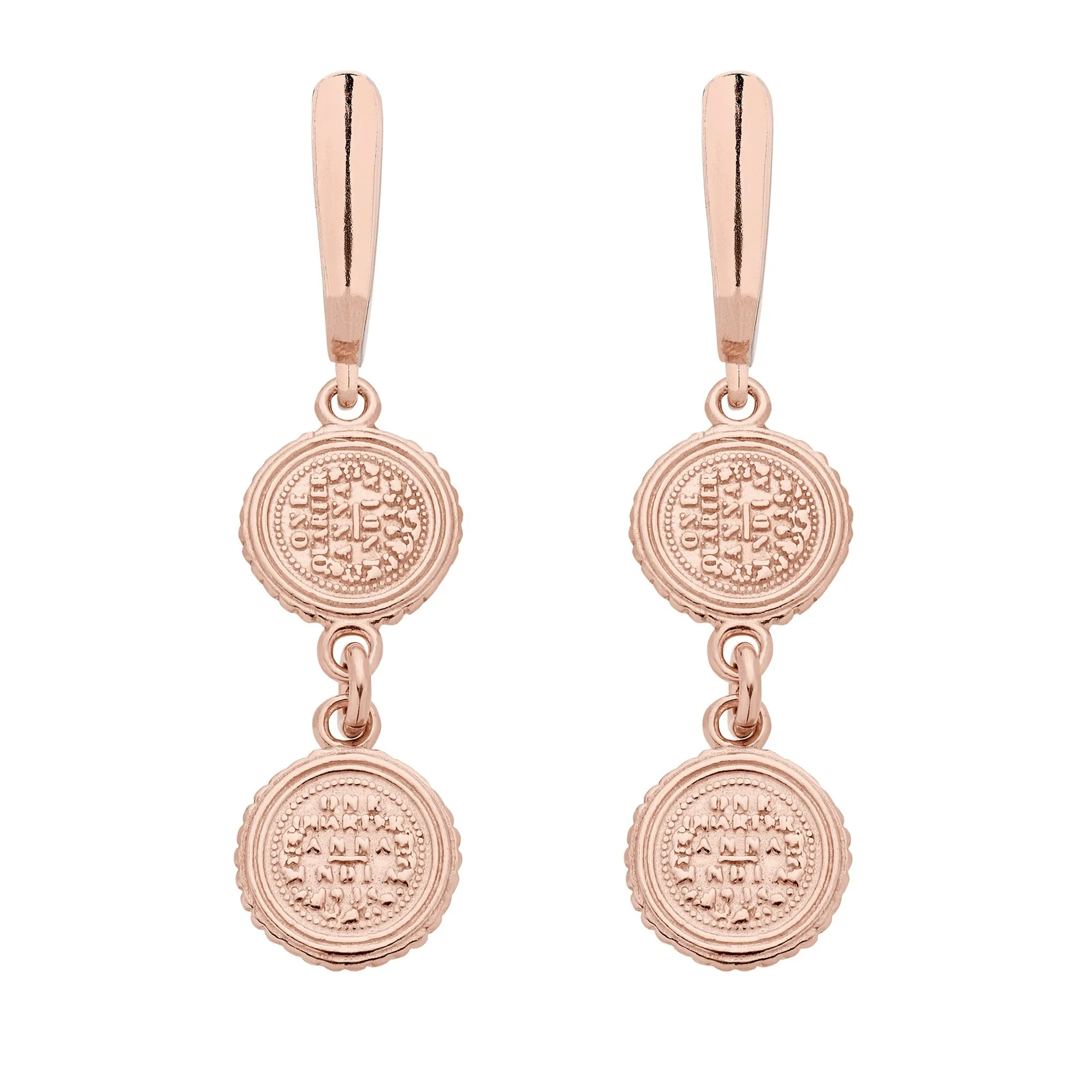 Kolczyki z monetami z różowego złota