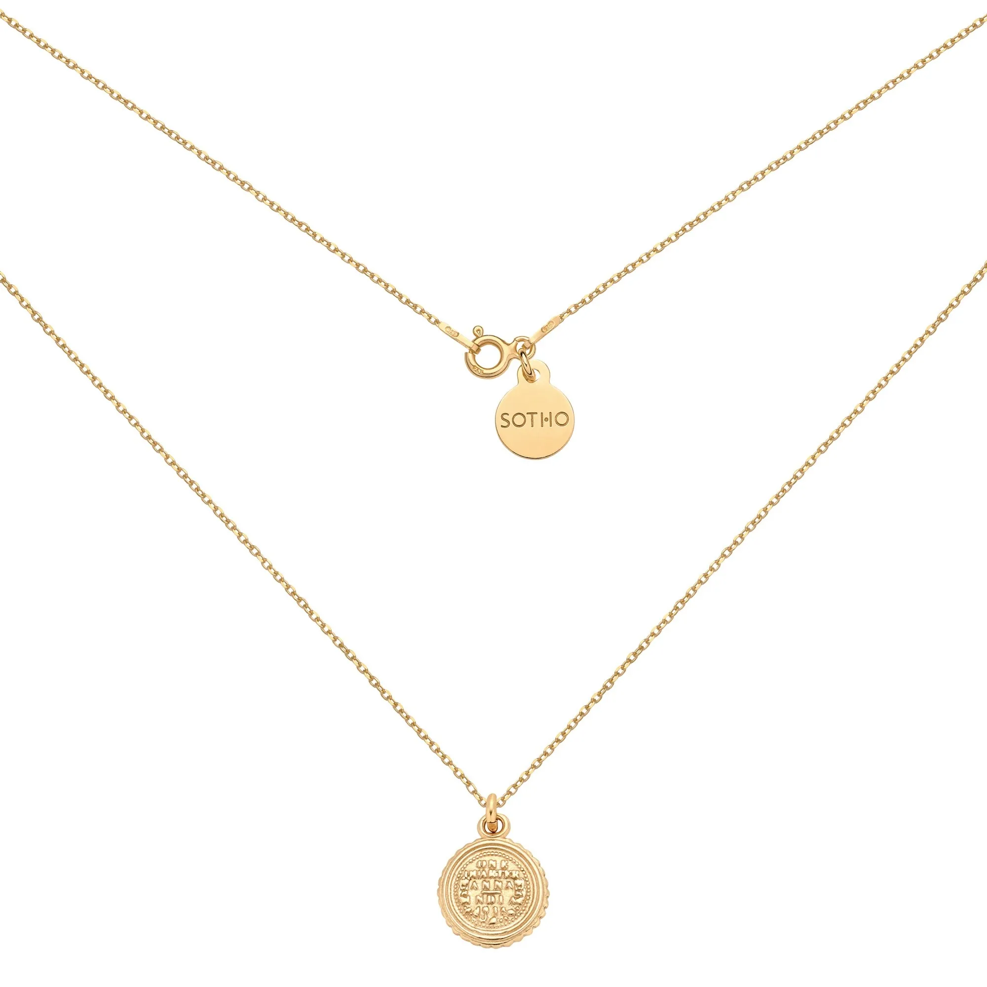 Złoty naszyjnik z monetą : Długość - 50 cm