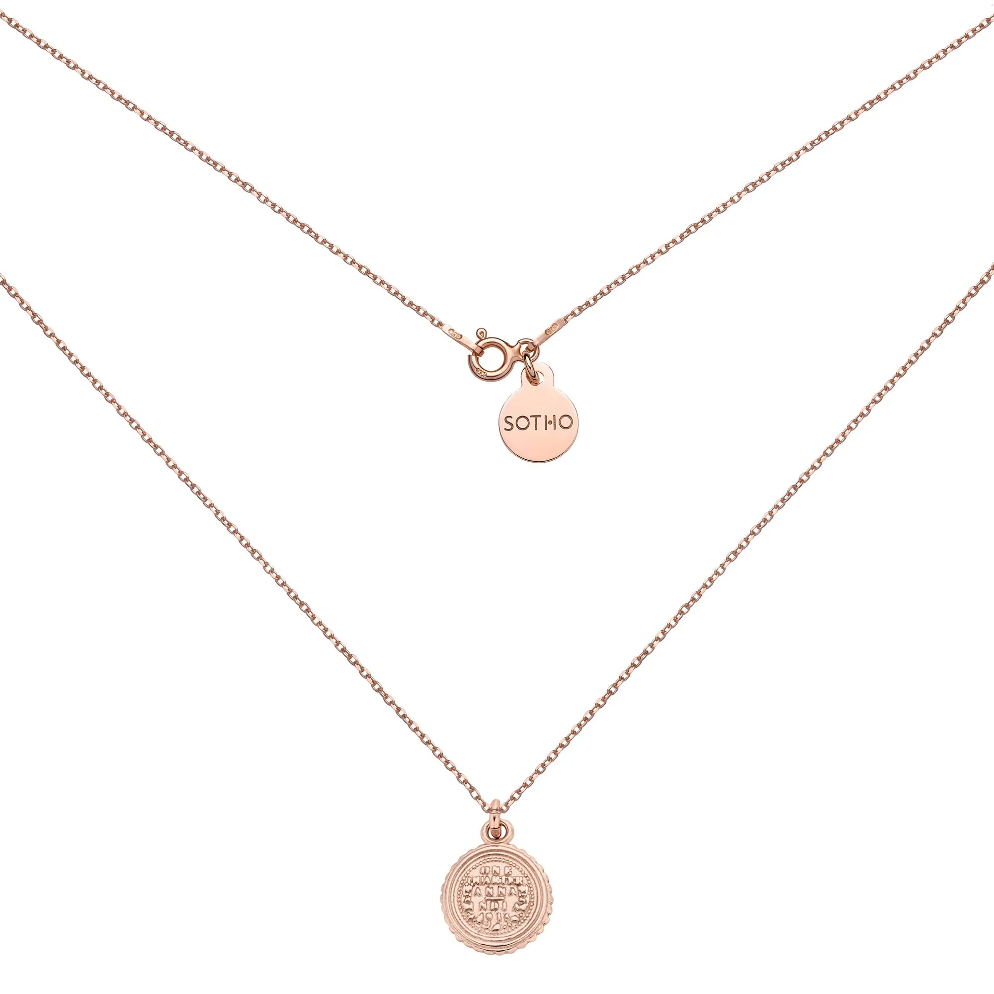 Naszyjnik z monetą z różowego złota : Długość - 45 cm