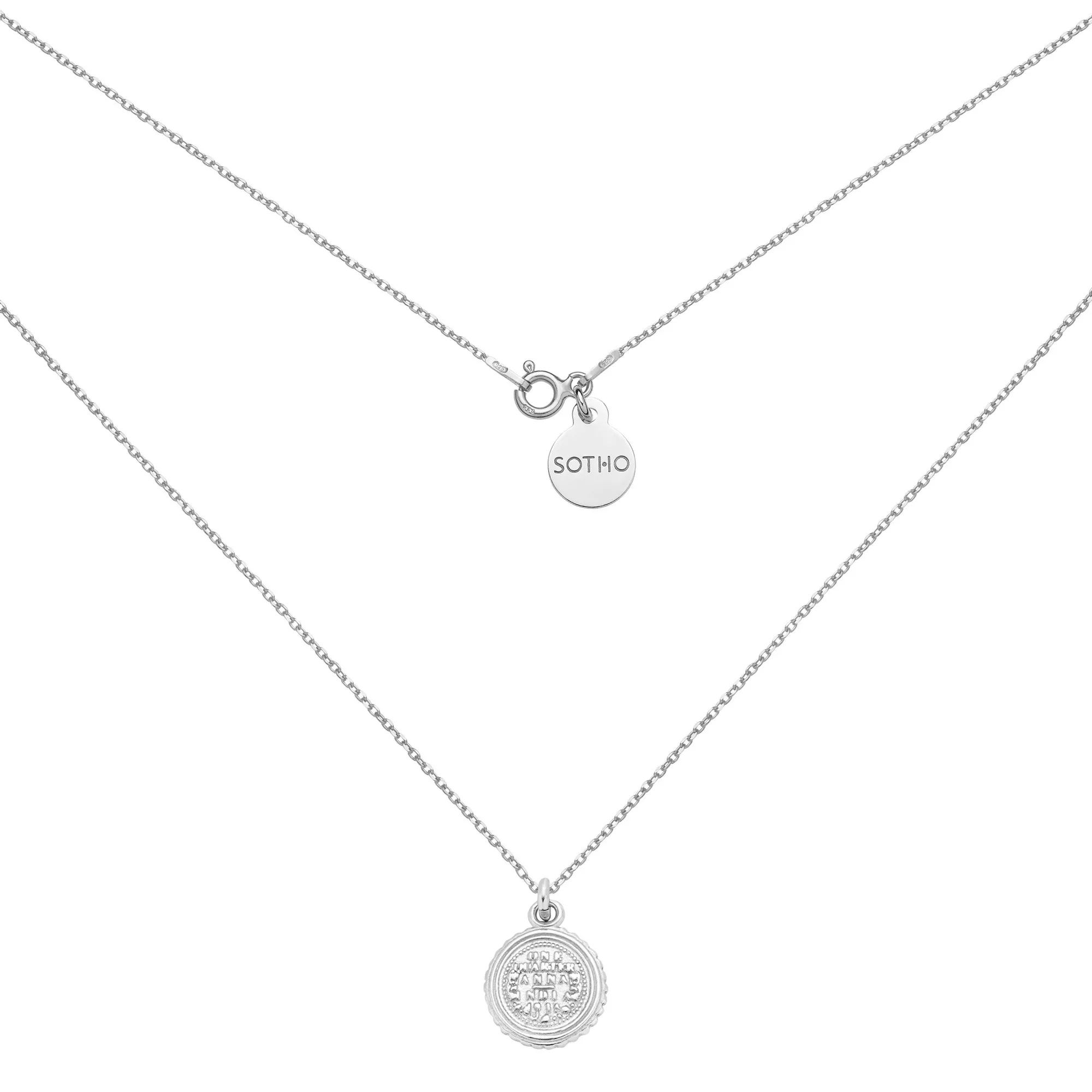 Srebrny naszyjnik z monetą : Długość - 38 cm