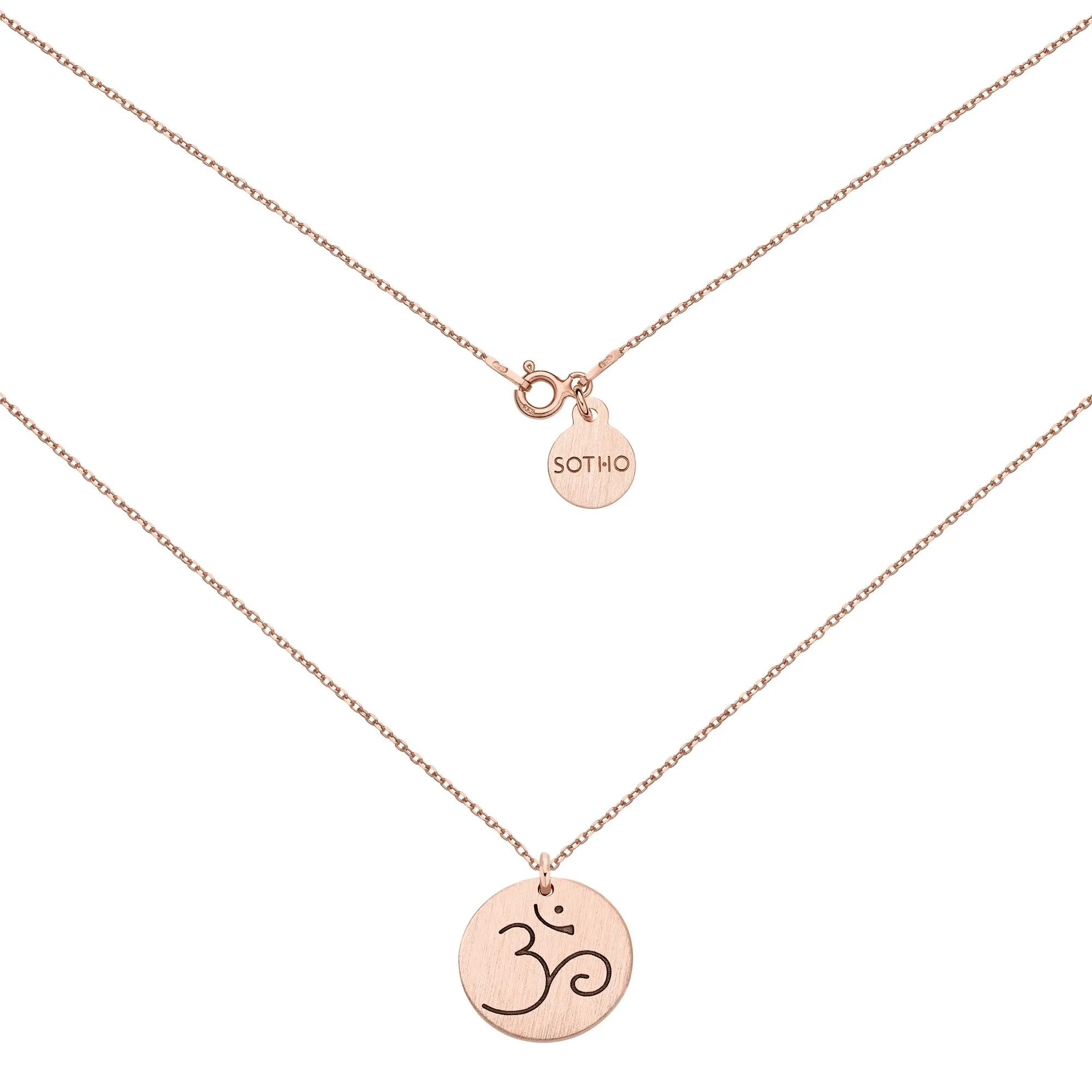 Medalion z różowego złota z symbolem OM : Długość - 45 cm