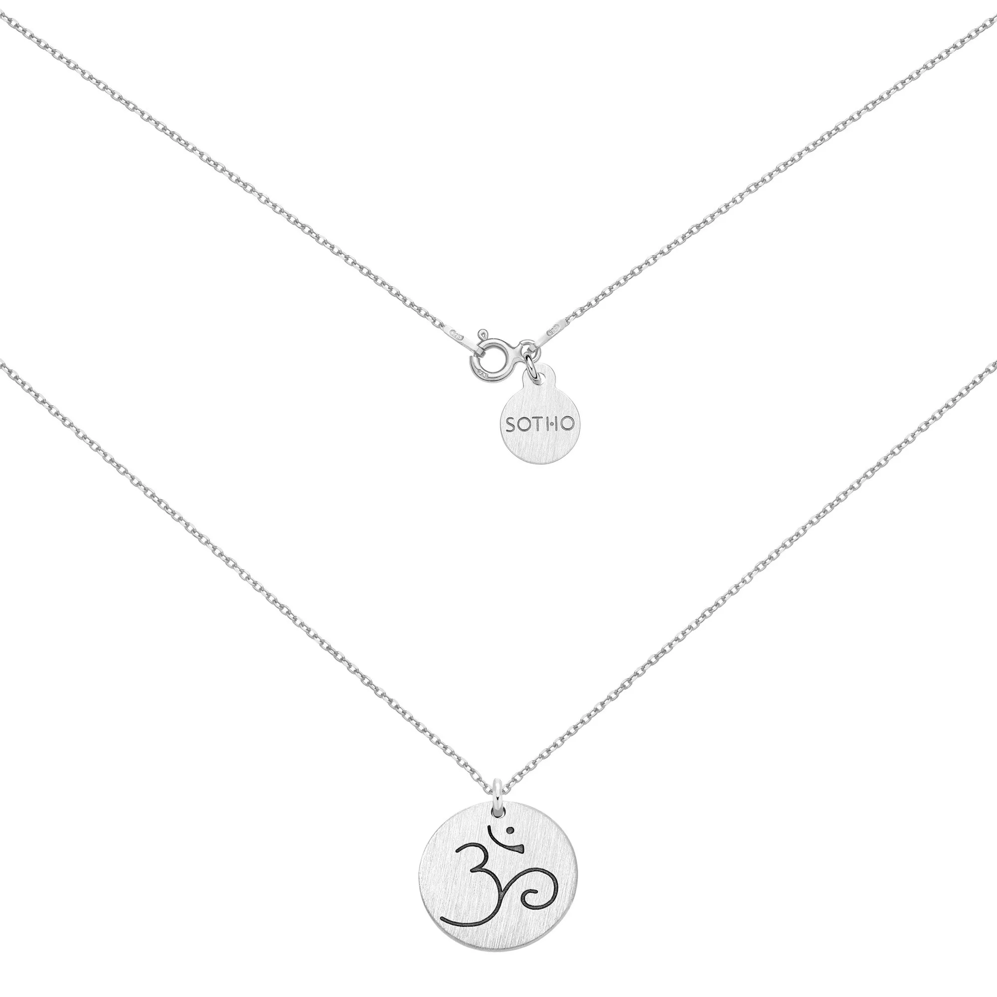 Srebrny medalion z symbolem OM : Długość - 70 cm
