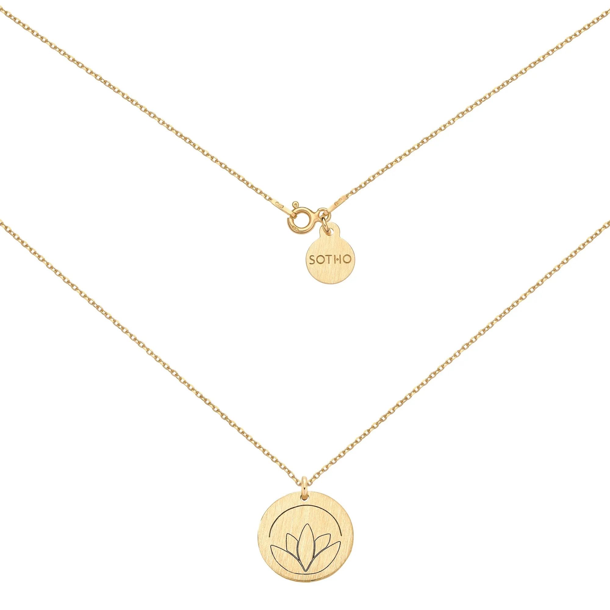 Złoty medalion z lotosem : Długość - 50 cm