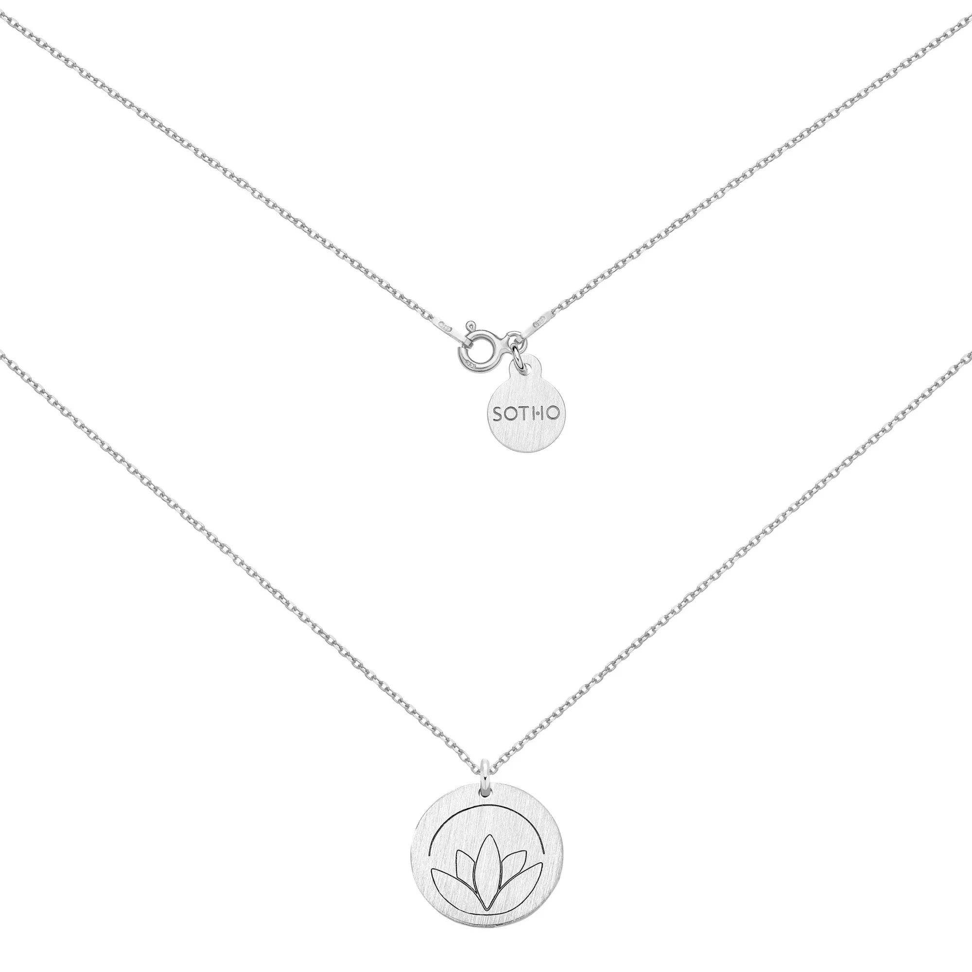 Srebrny medalion z lotosem : Długość - 45 cm