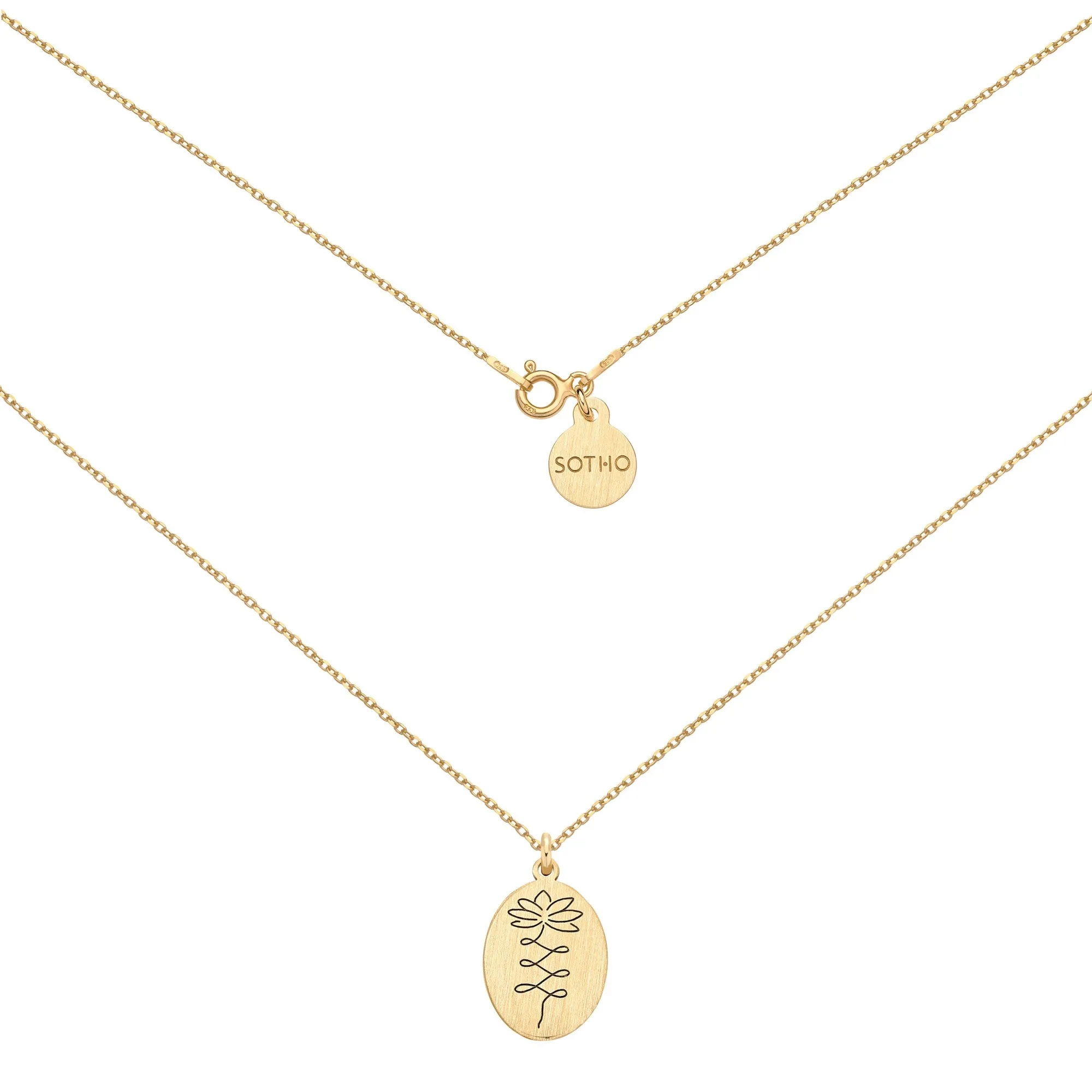 Złoty medalion z kwiatem lotosu : Długość - 70 cm