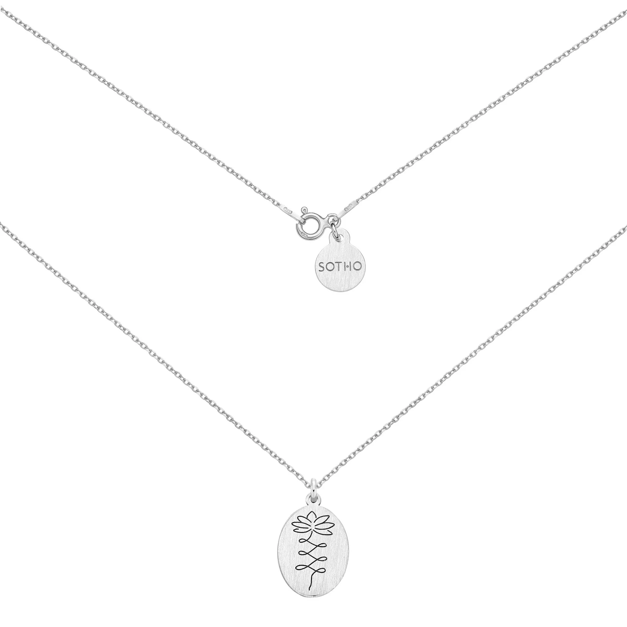 Srebrny medalion z kwiatem lotosu : Długość - 60 cm