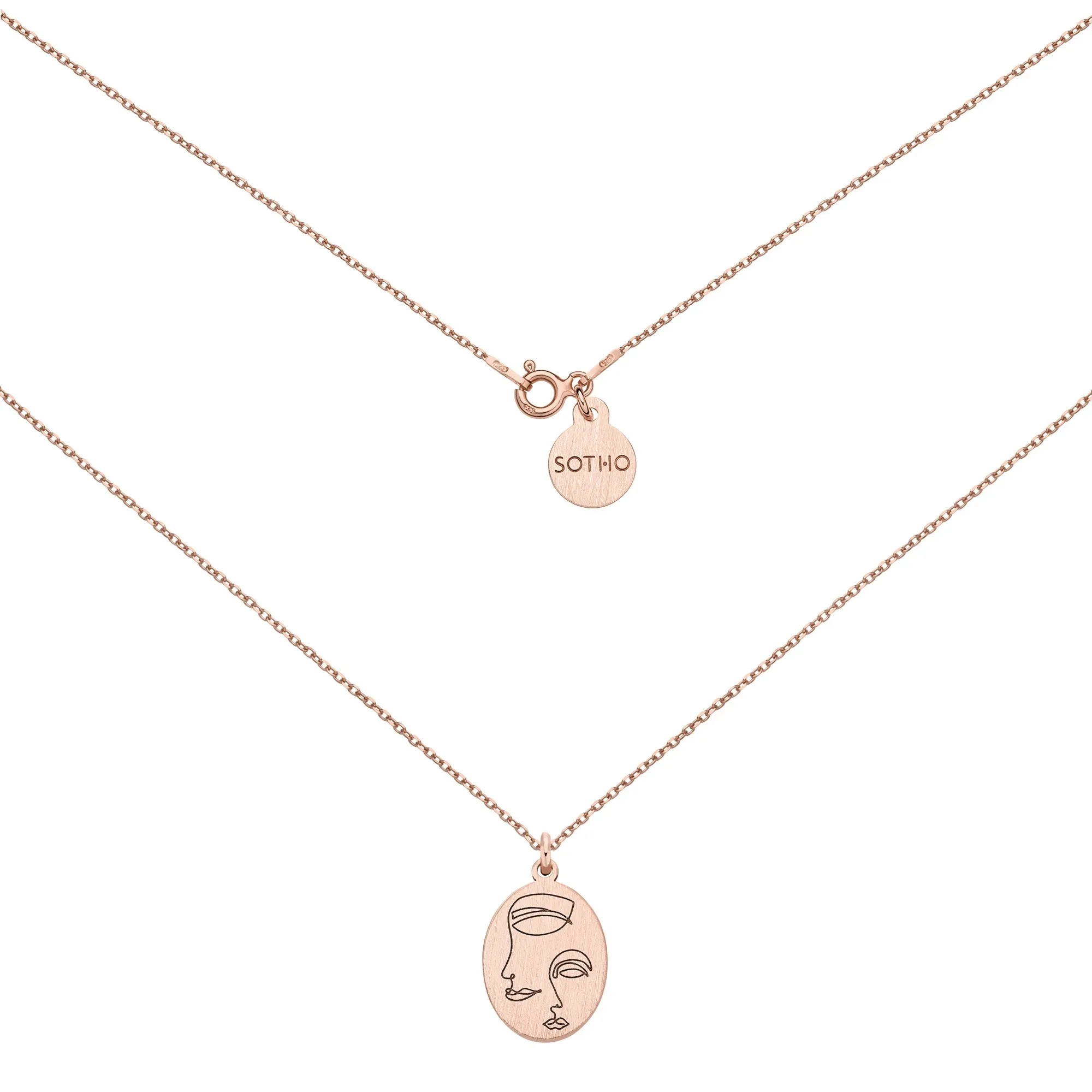 Medalion z różowego złota Face N°7 : Długość - 70 cm