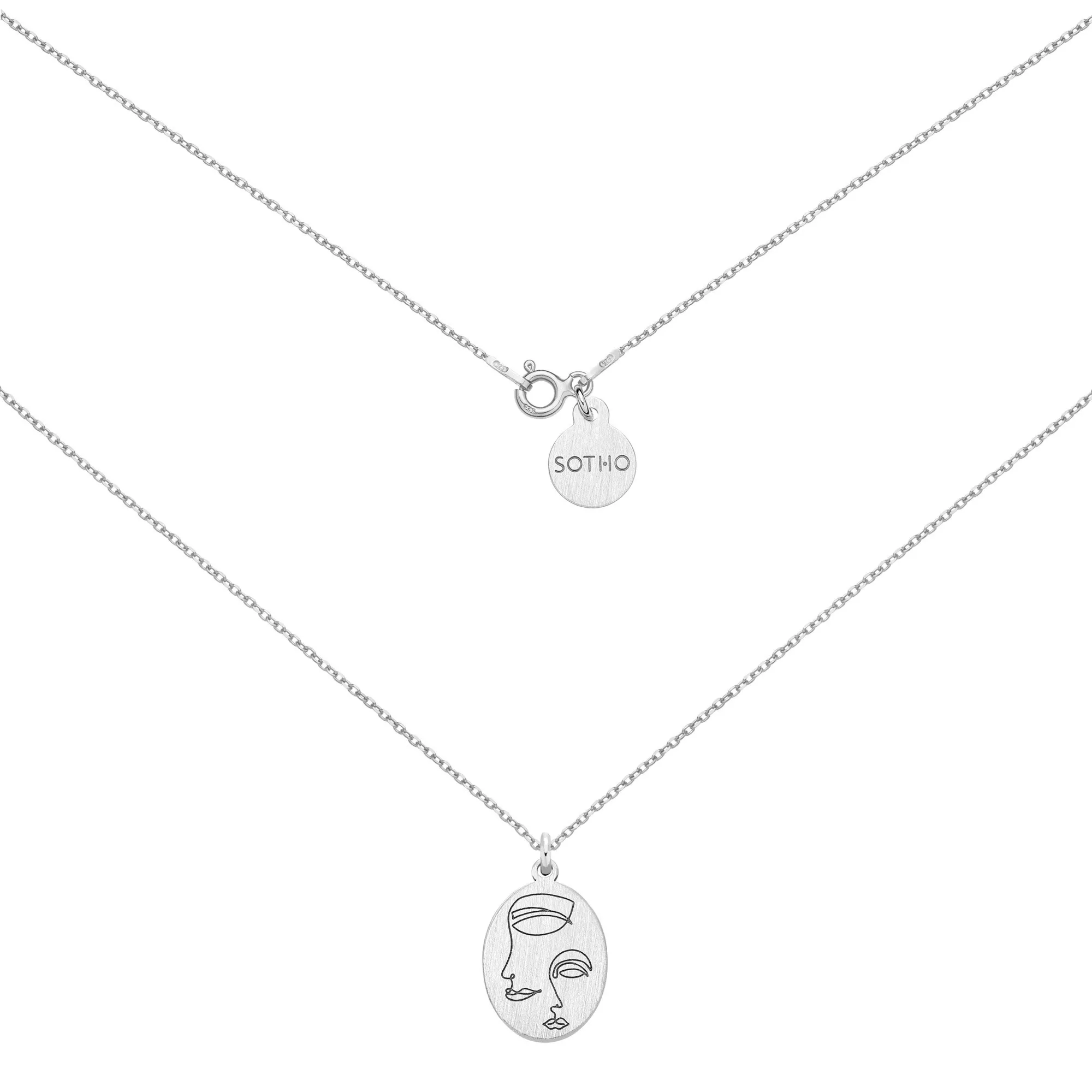 Srebrny medalion Face N°7 : Długość - 38 cm