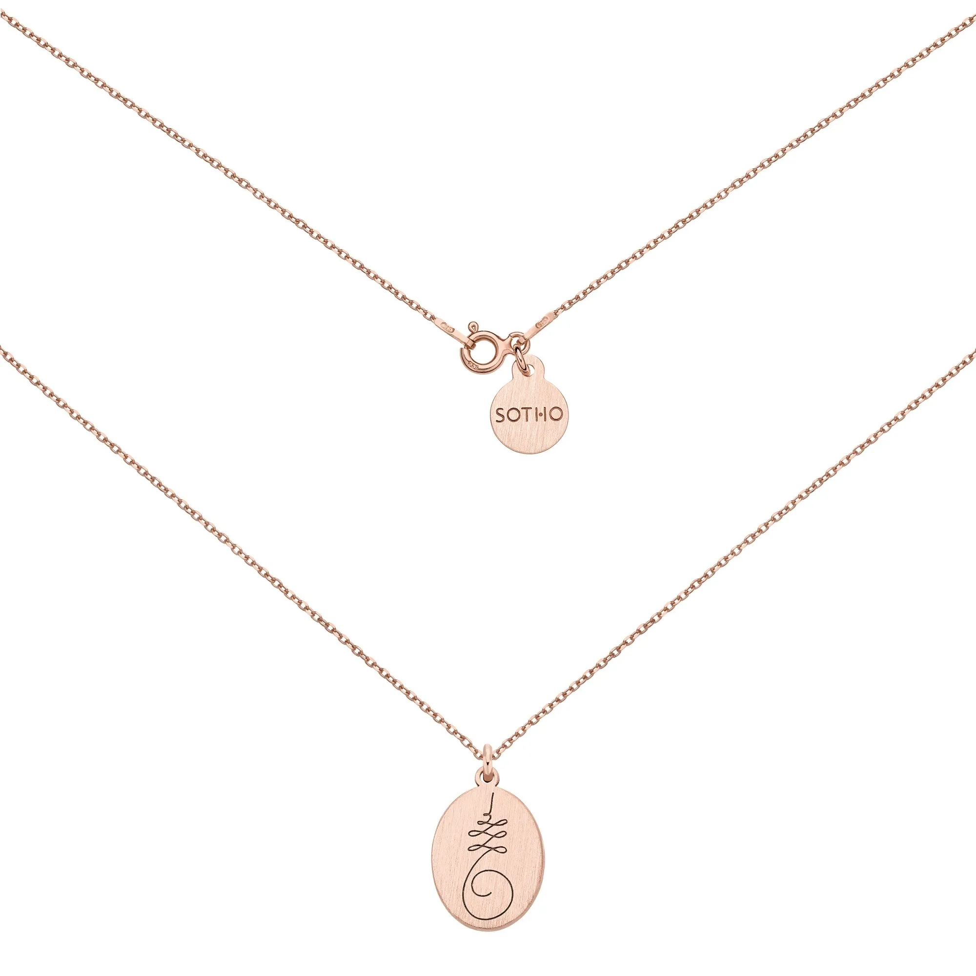 Medalion z różowego złota z symbolem Unalome : Długość - 50 cm