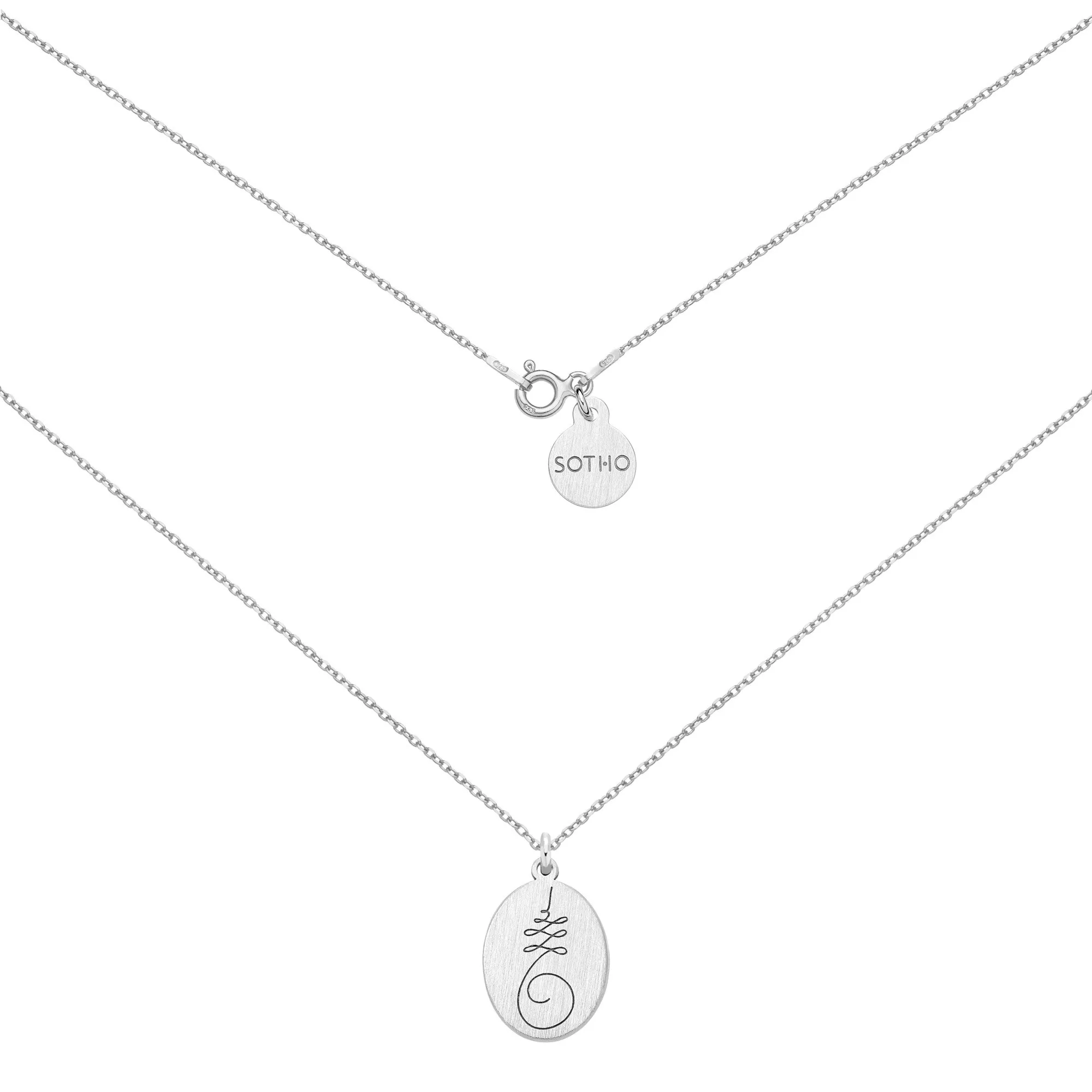 Srebrny medalion z symbolem Unalome : Długość - 40 cm