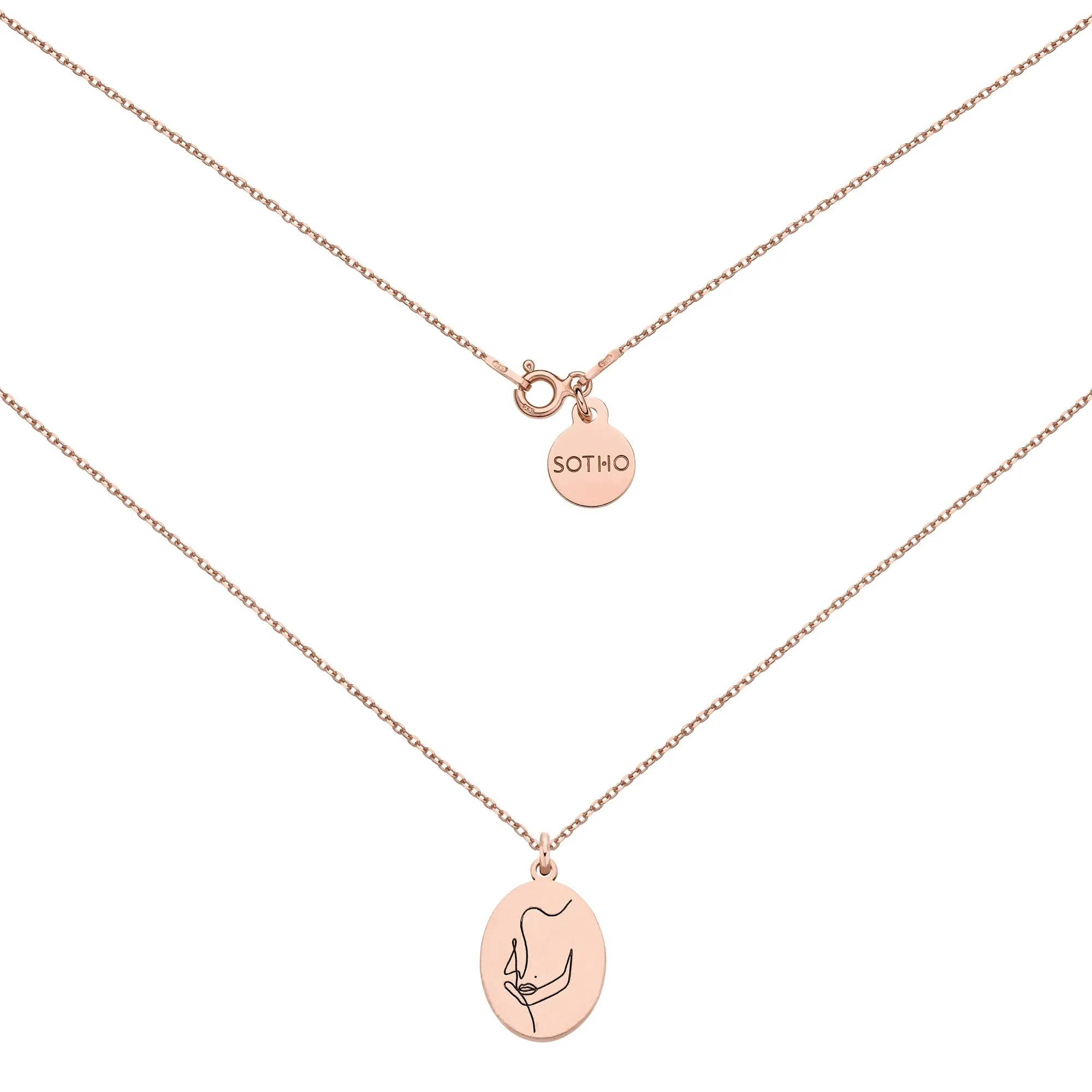 Medalion z różowego złota Face N°8 : Długość - 40 cm