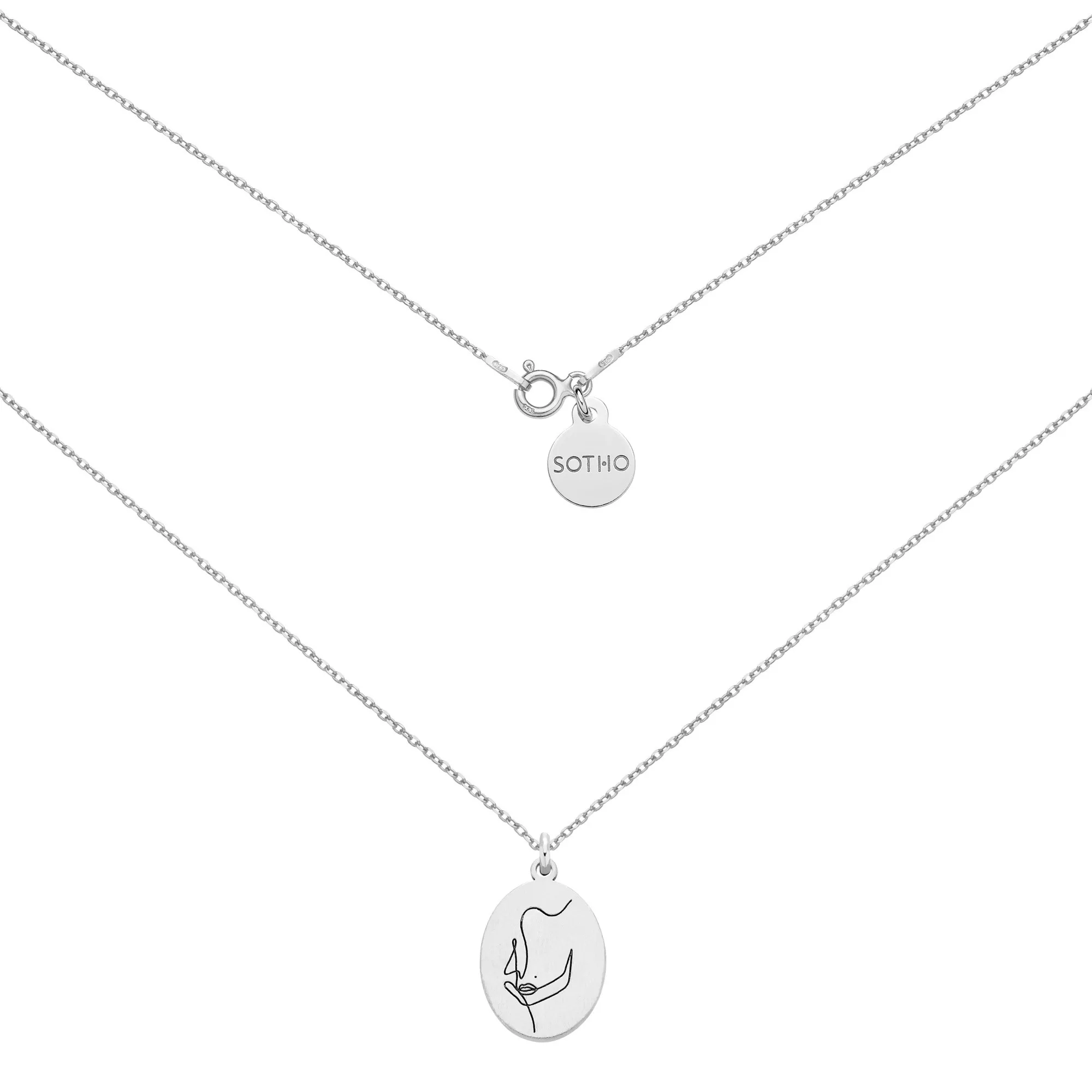 Srebrny medalion Face N°8 : Długość - 40 cm