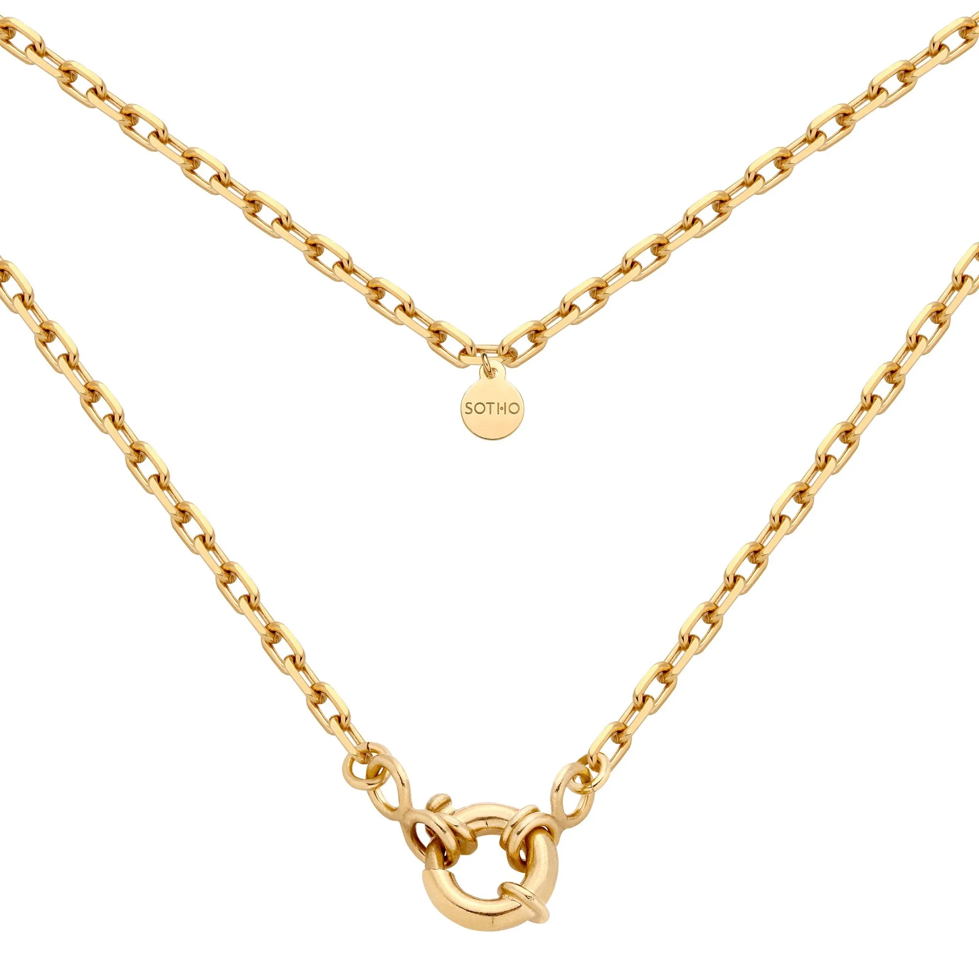 Złoty łańcuch z ozdobnym zapięciem