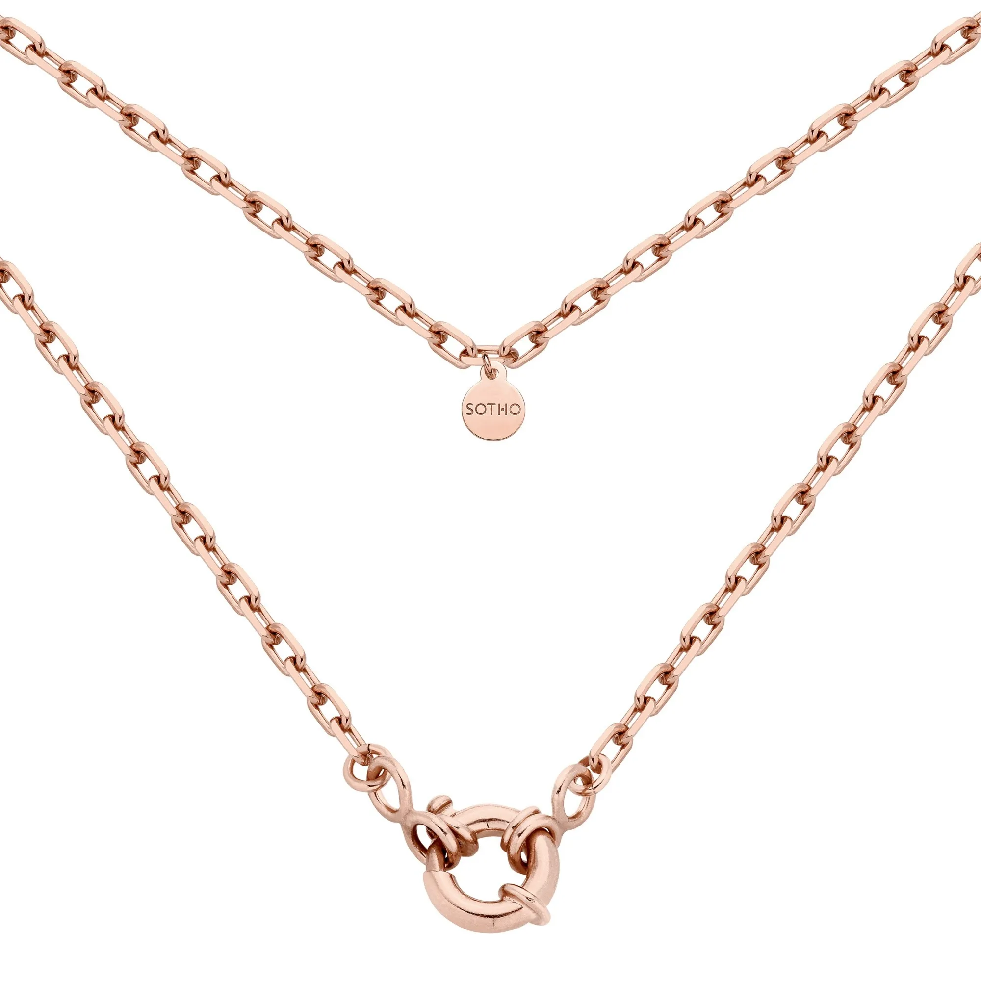 Łańcuch z różowego złota z ozdobnym zapięciem