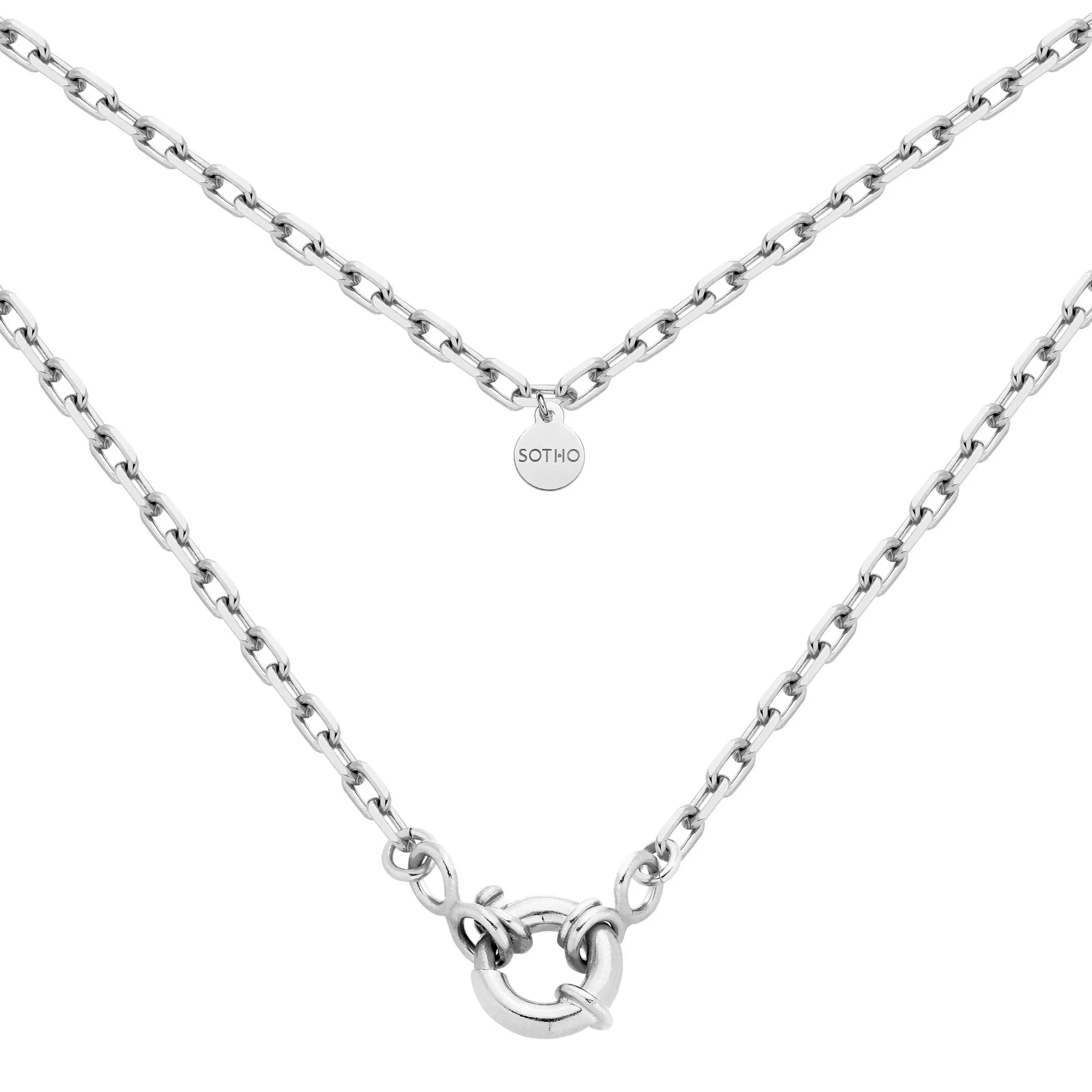 Srebrny łańcuch z ozdobnym zapięciem