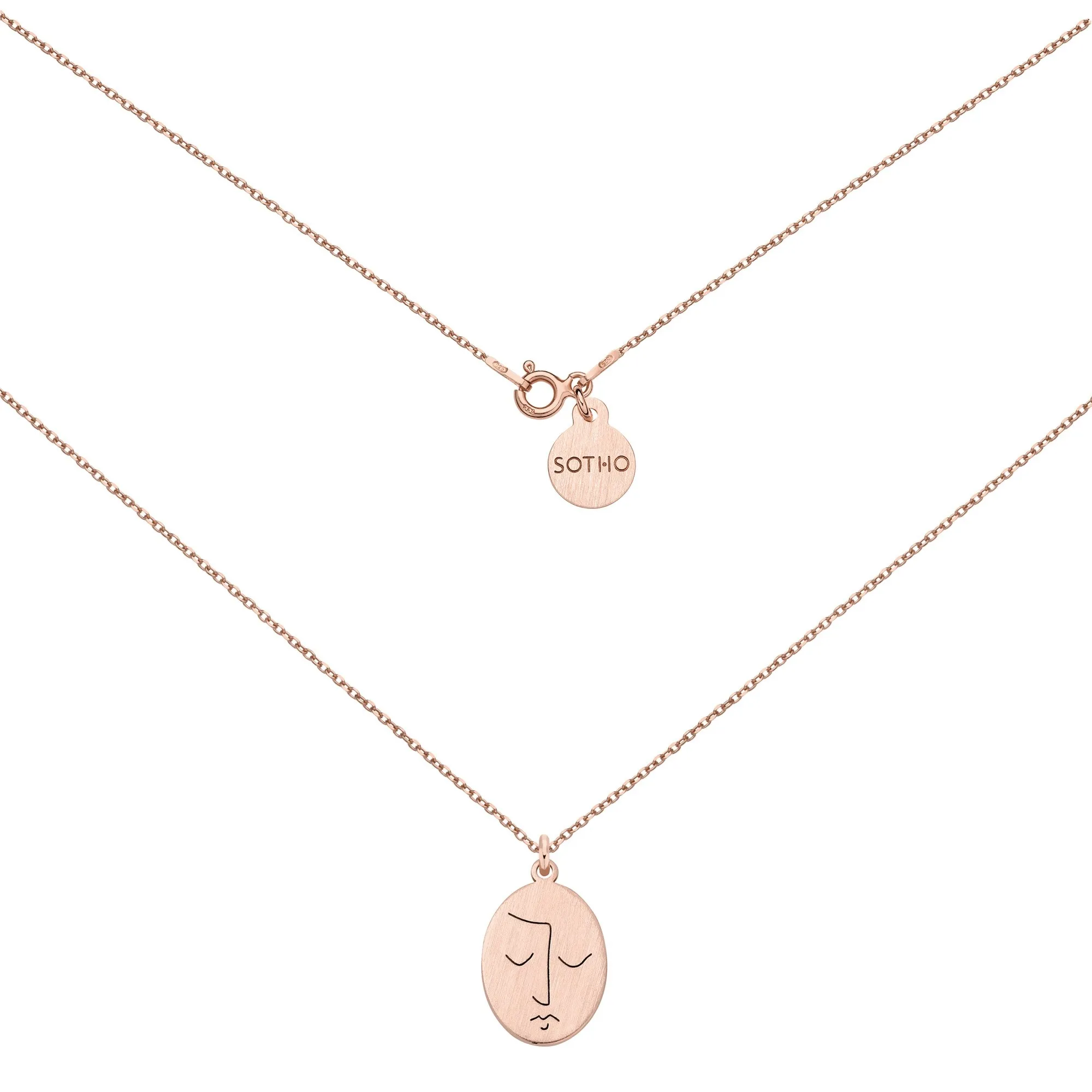 Medalion z różowego złota Face N°9 : Długość - 60 cm