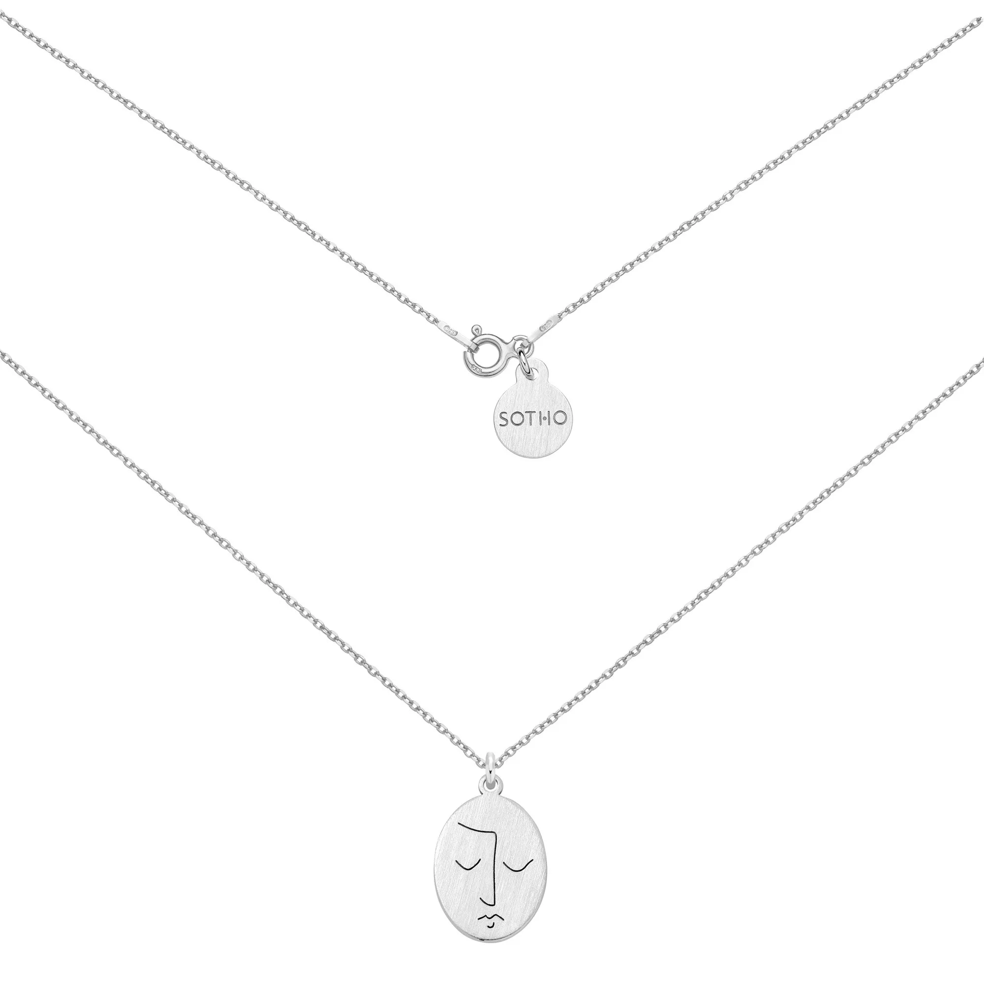 Srebrny medalion Face N°9 : Długość - 40 cm