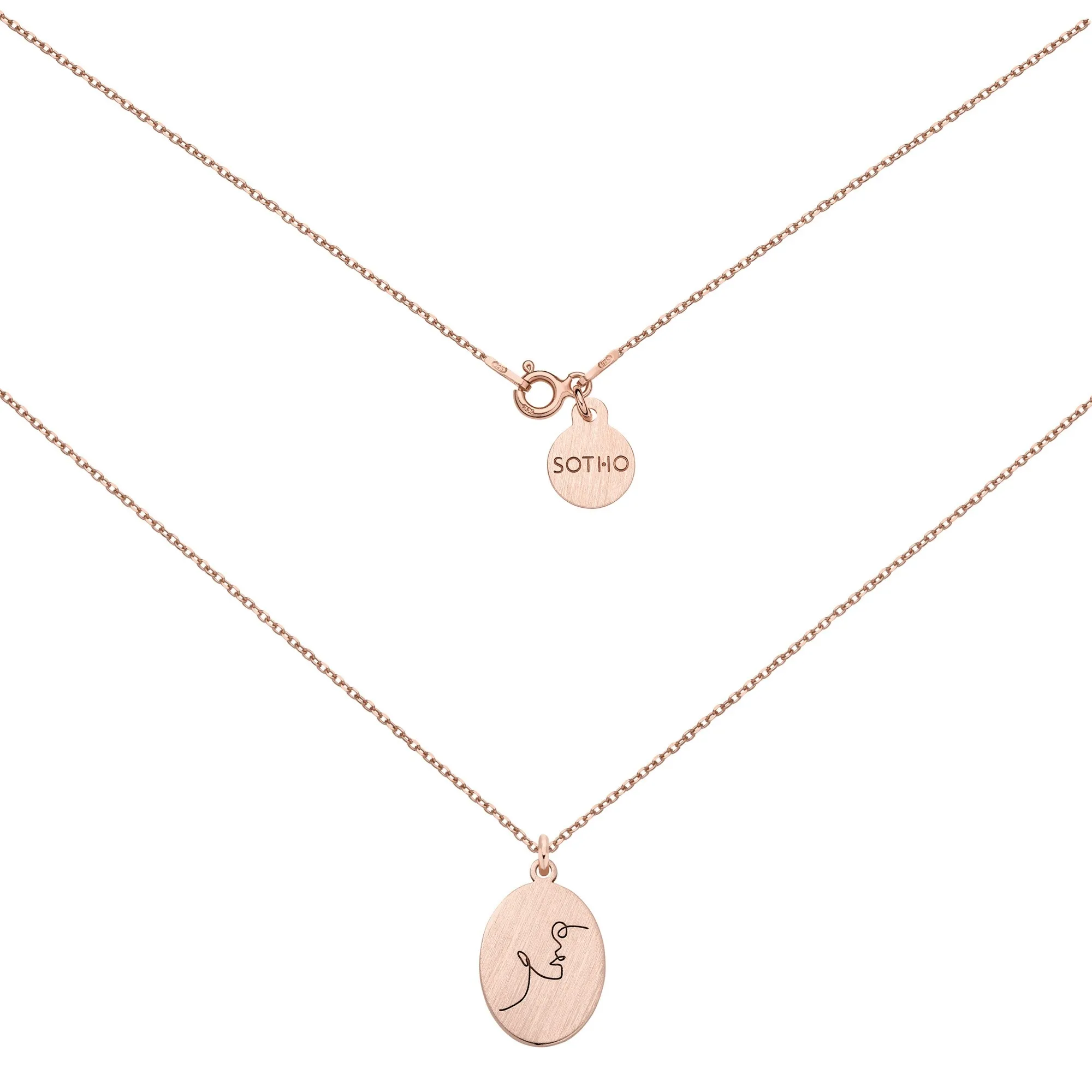 Medalion z różowego złota Face N°11 : Długość - 70 cm