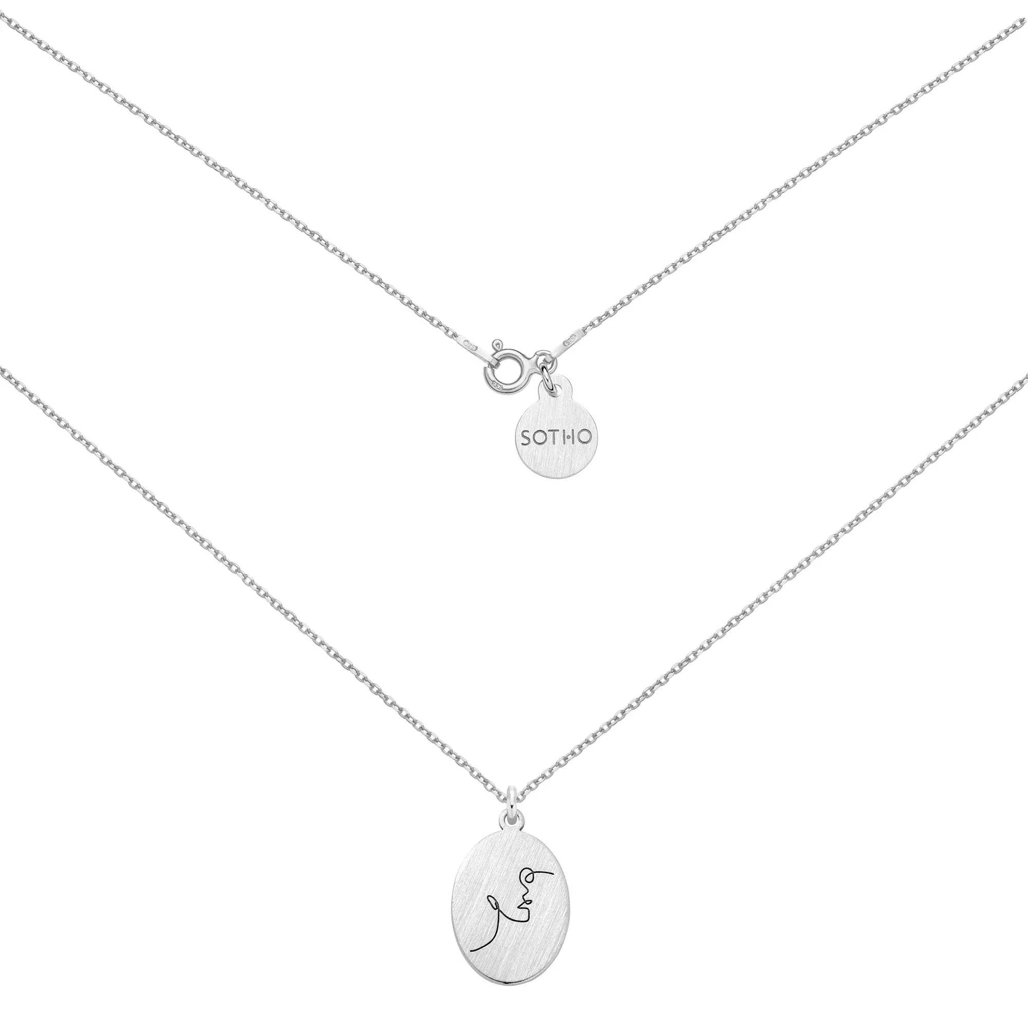 Srebrny medalion Face N°11 : Długość - 45 cm