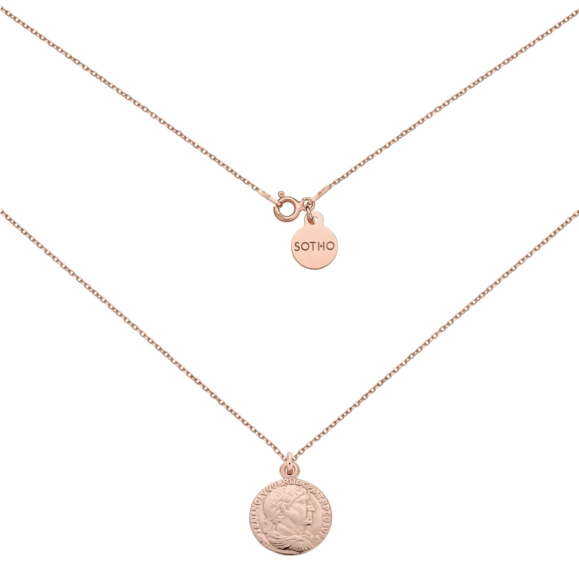 Naszyjnik z różowego złota z monetą : Długość - 40 cm