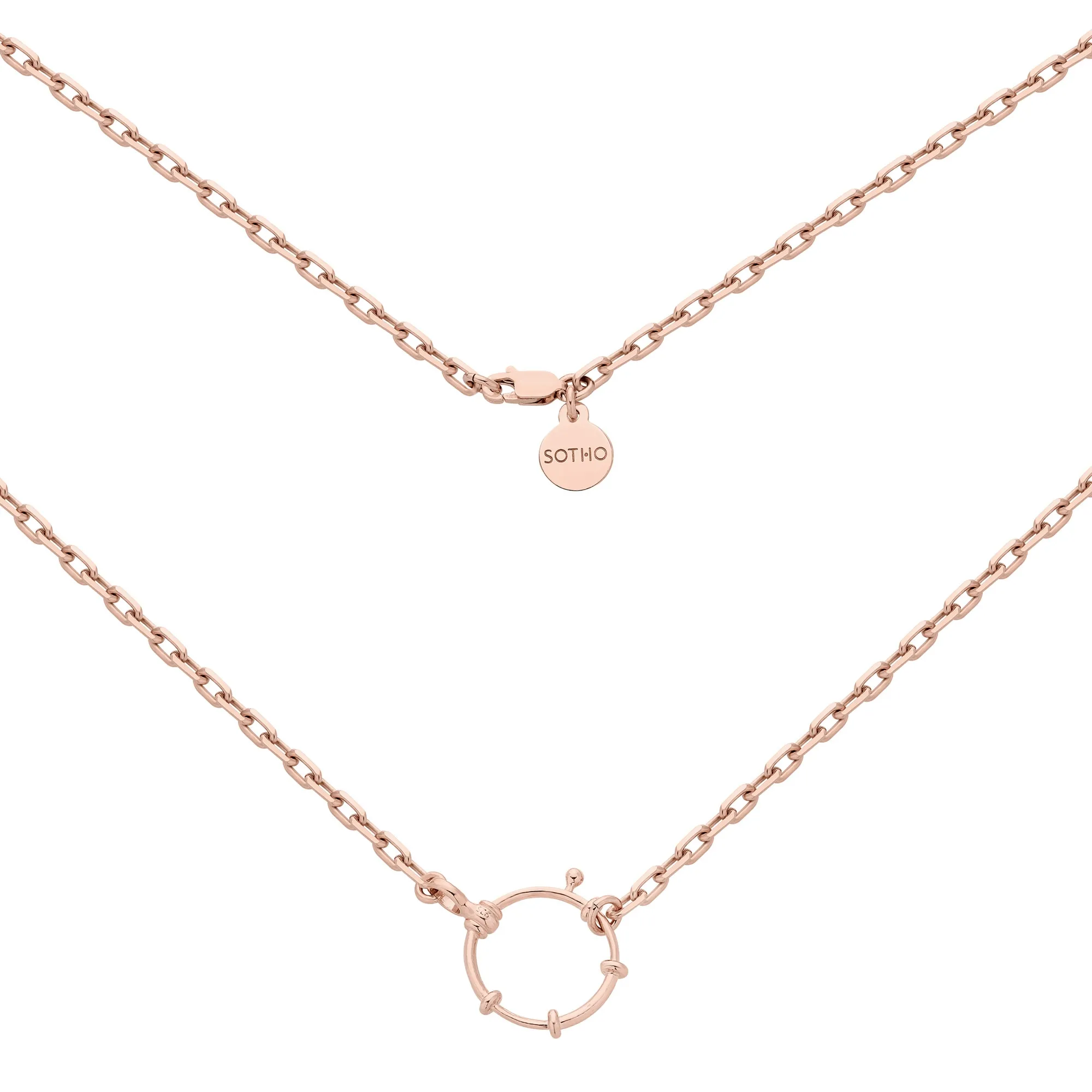 Masywny naszyjnik z ozdobnym zapięciem z różowego złota : Długość - 50cm