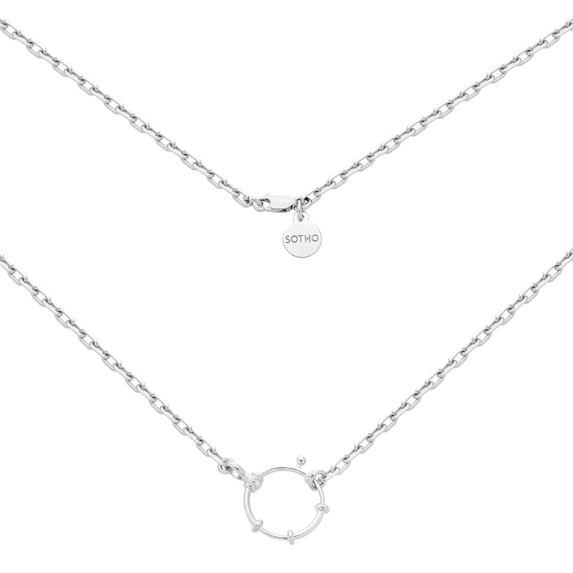 Srebrny masywny naszyjnik z ozdobnym zapięciem : Długość - 45cm