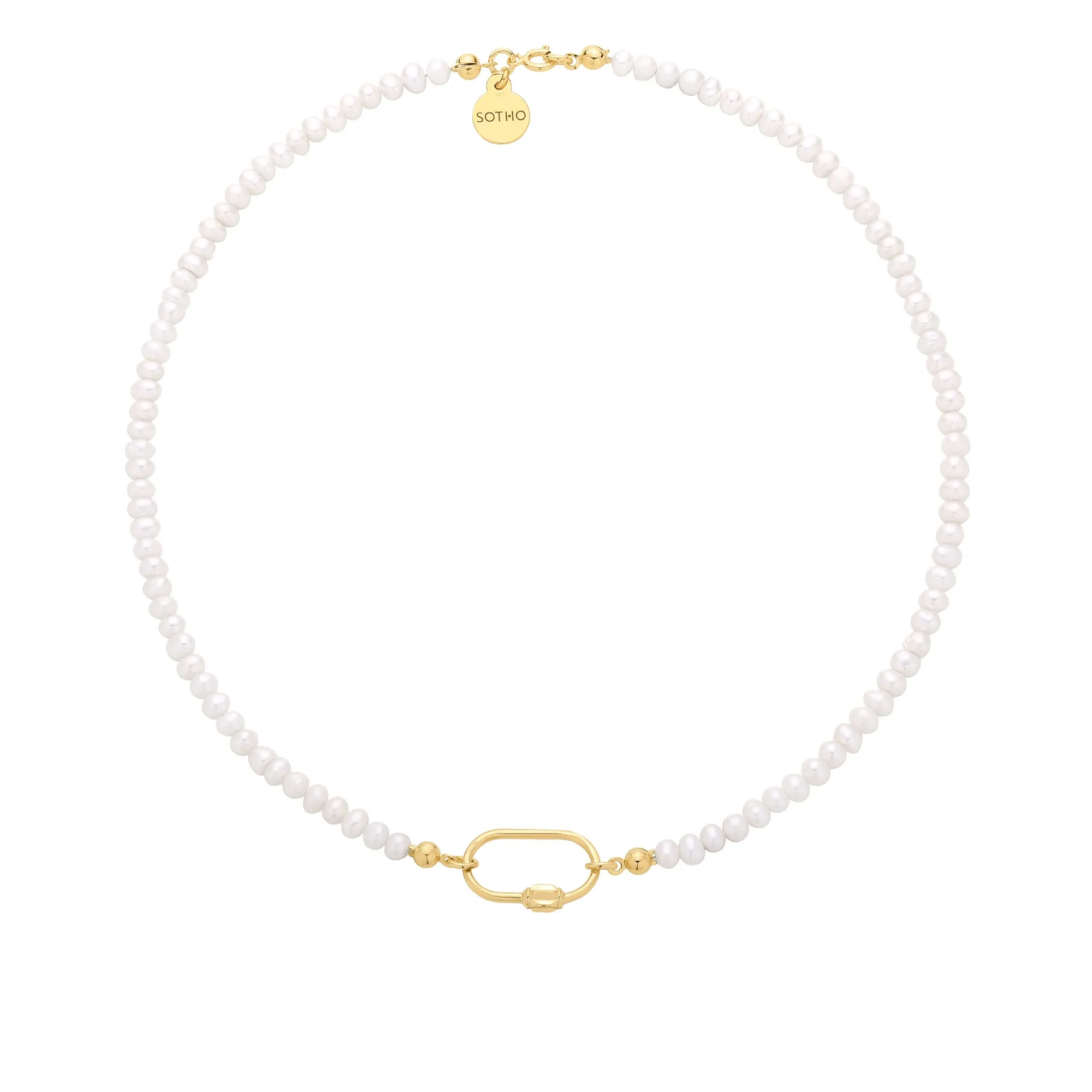 Naszyjnik z pereł naturalnych ze złotym ozdobnym zapięciem