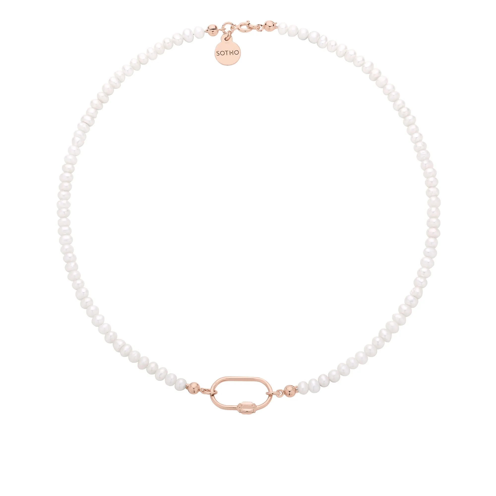 Naszyjnik z pereł naturalnych z ozdobnym zapięciem z różowego złota