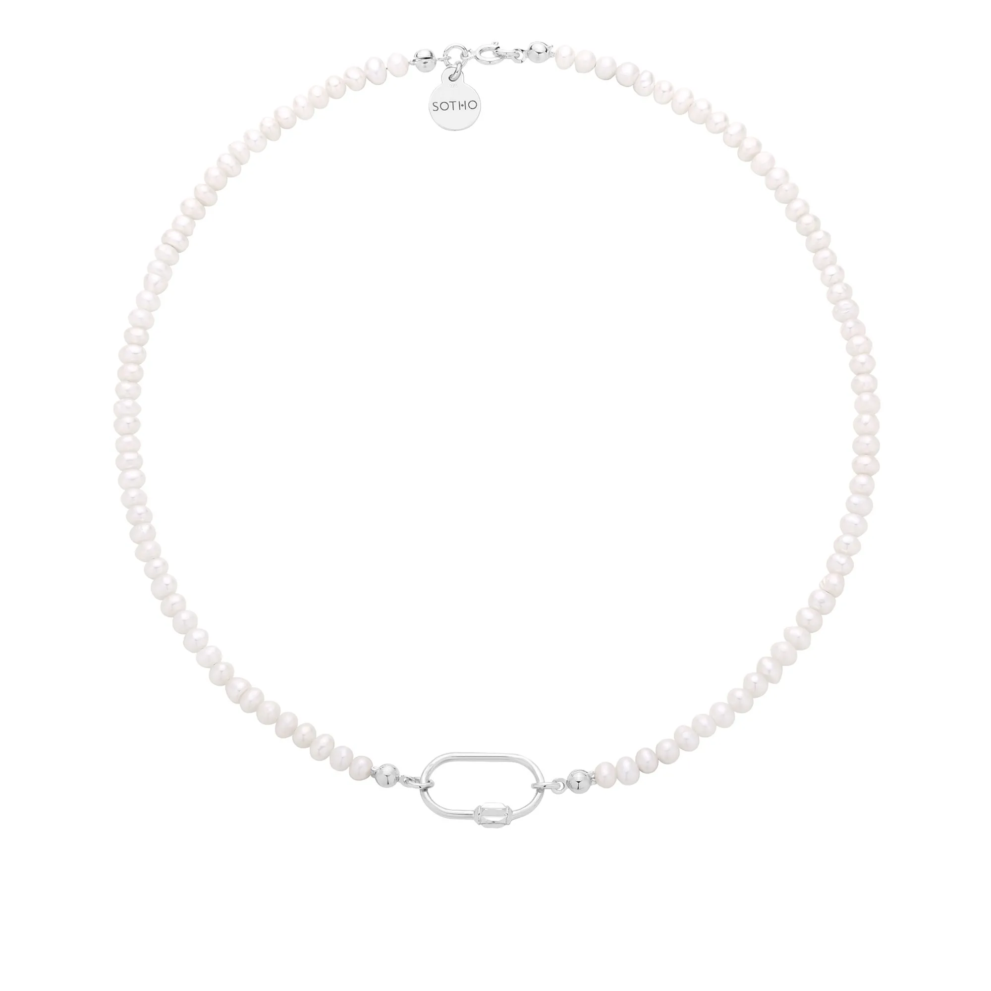 Srebrny naszyjnik z pereł naturalnych z ozdobnym zapięciem