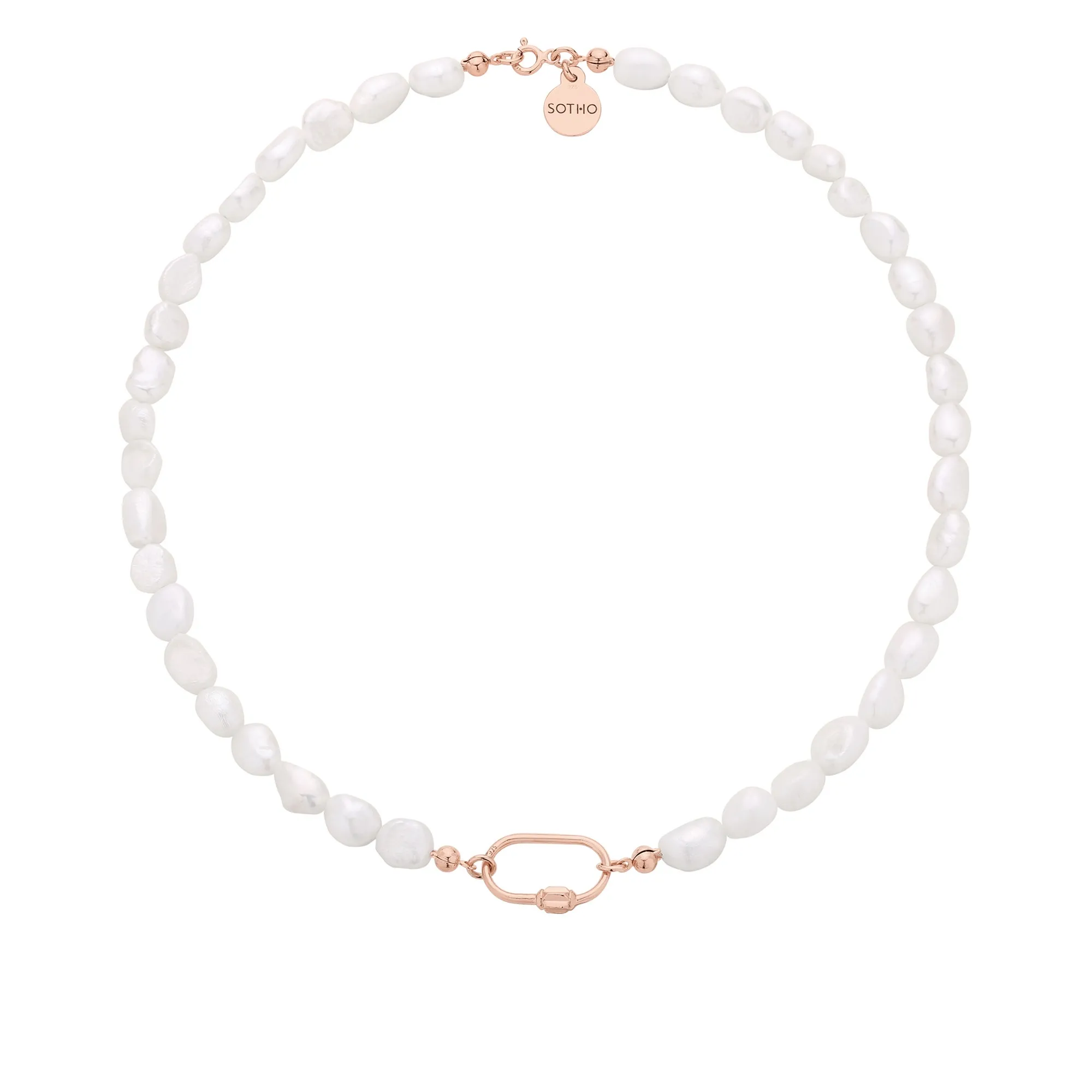 Naszyjnik z pereł naturalnych z ozdobnym zapięciem z różowego złota