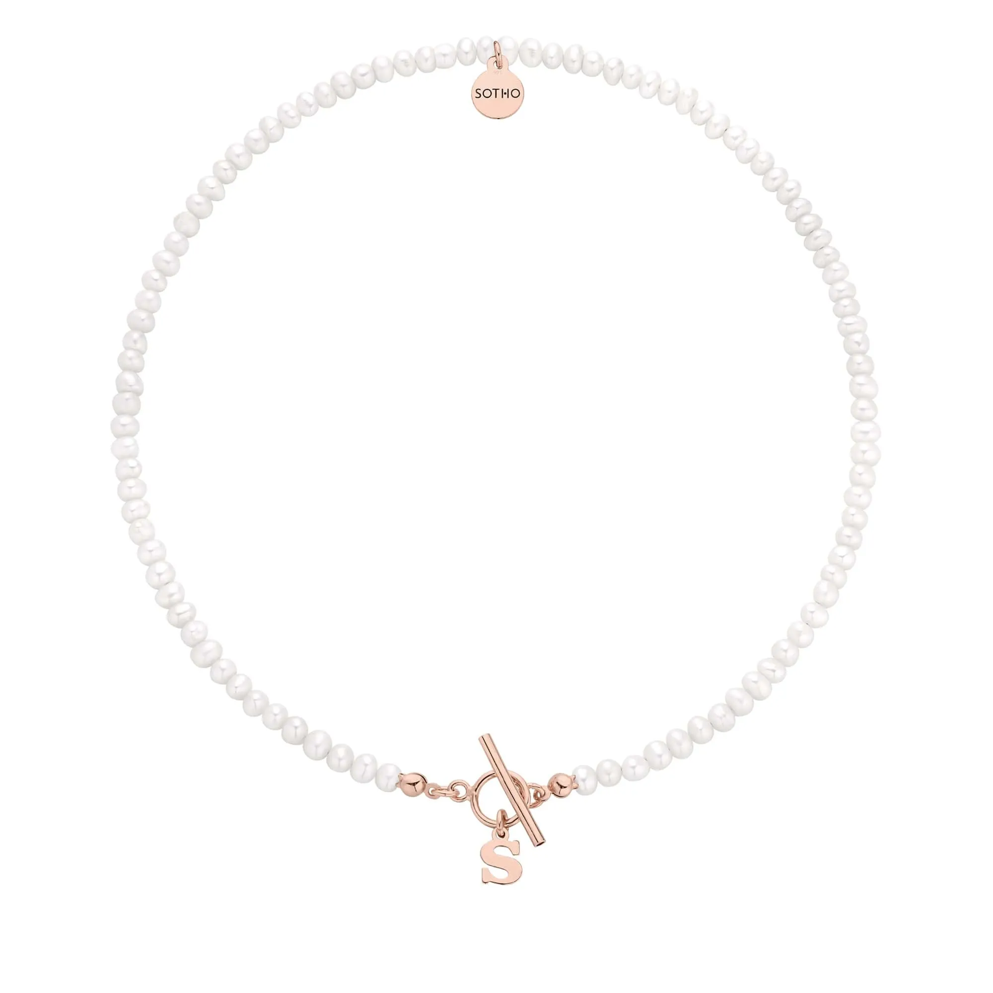 Naszyjnik z pereł naturalnych z literką z różowego złota : Długość - 45cm, LiTERKI - X