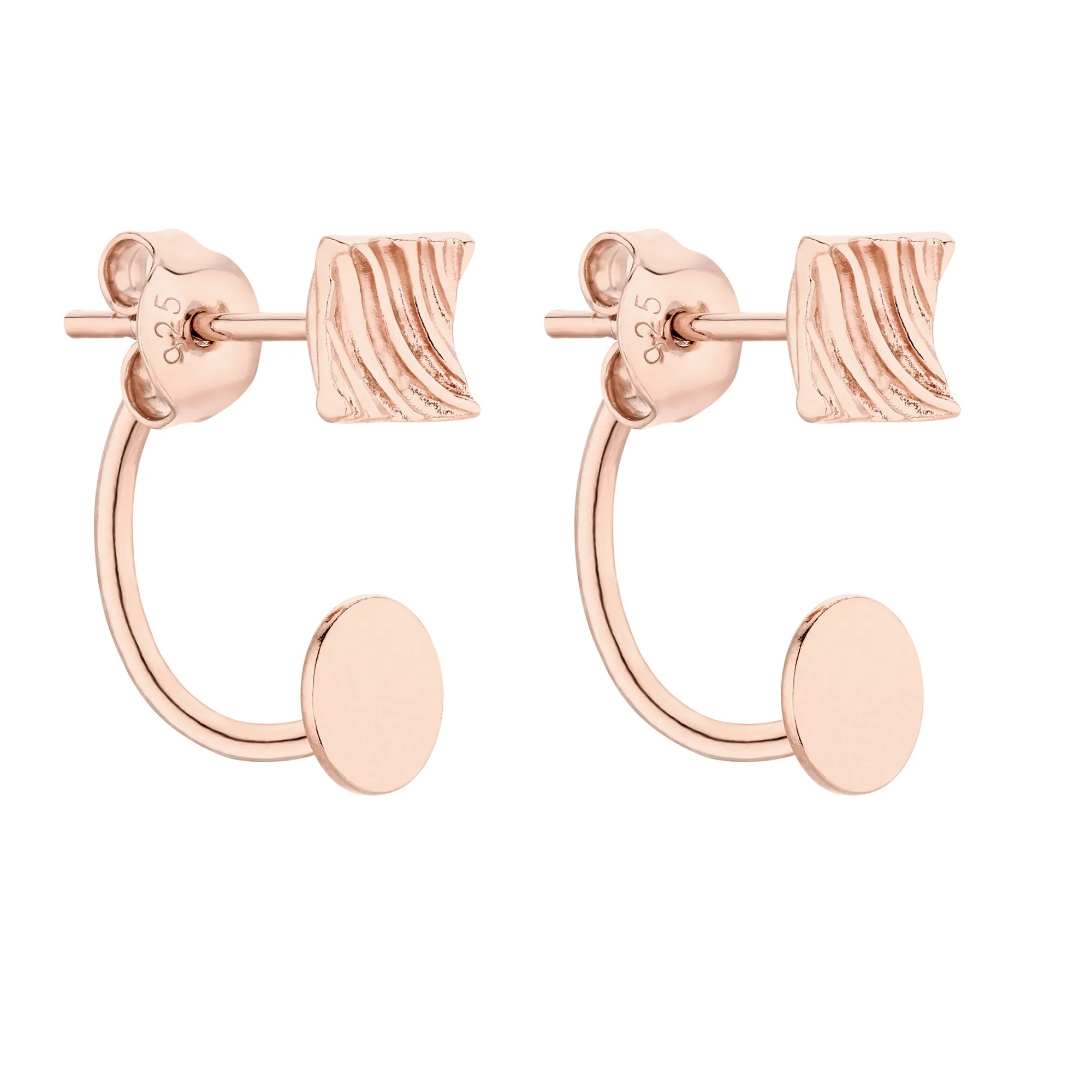Kolczyki z ozdobnymi kwadratami z różowego złota