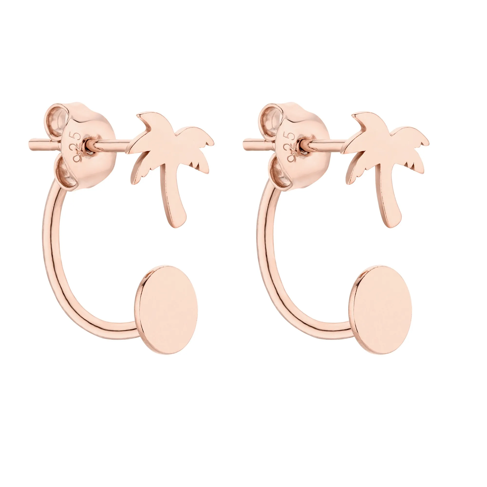 Kolczyki z palmami z różowego złota