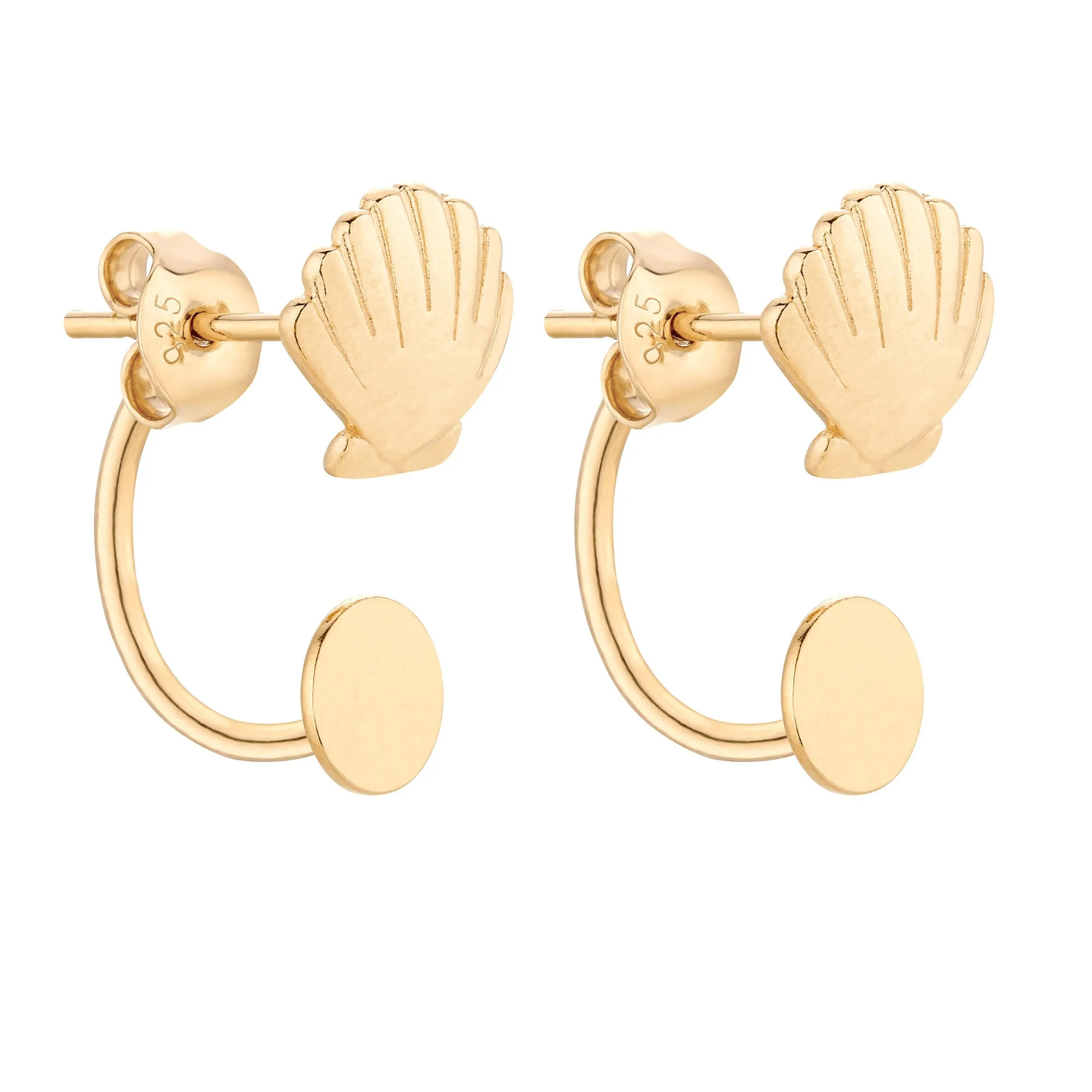 Złote kolczyki z muszelkami