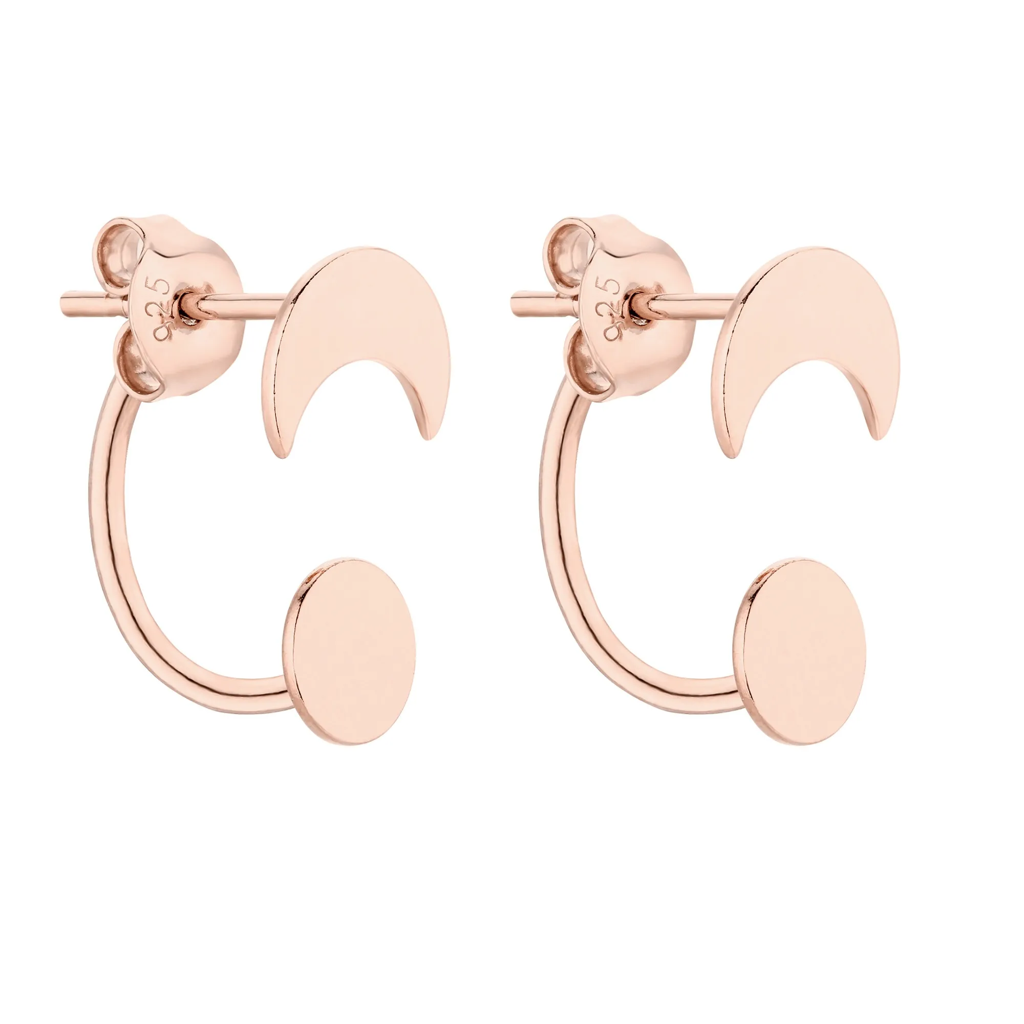 Kolczyki z księżycem z różowego złota