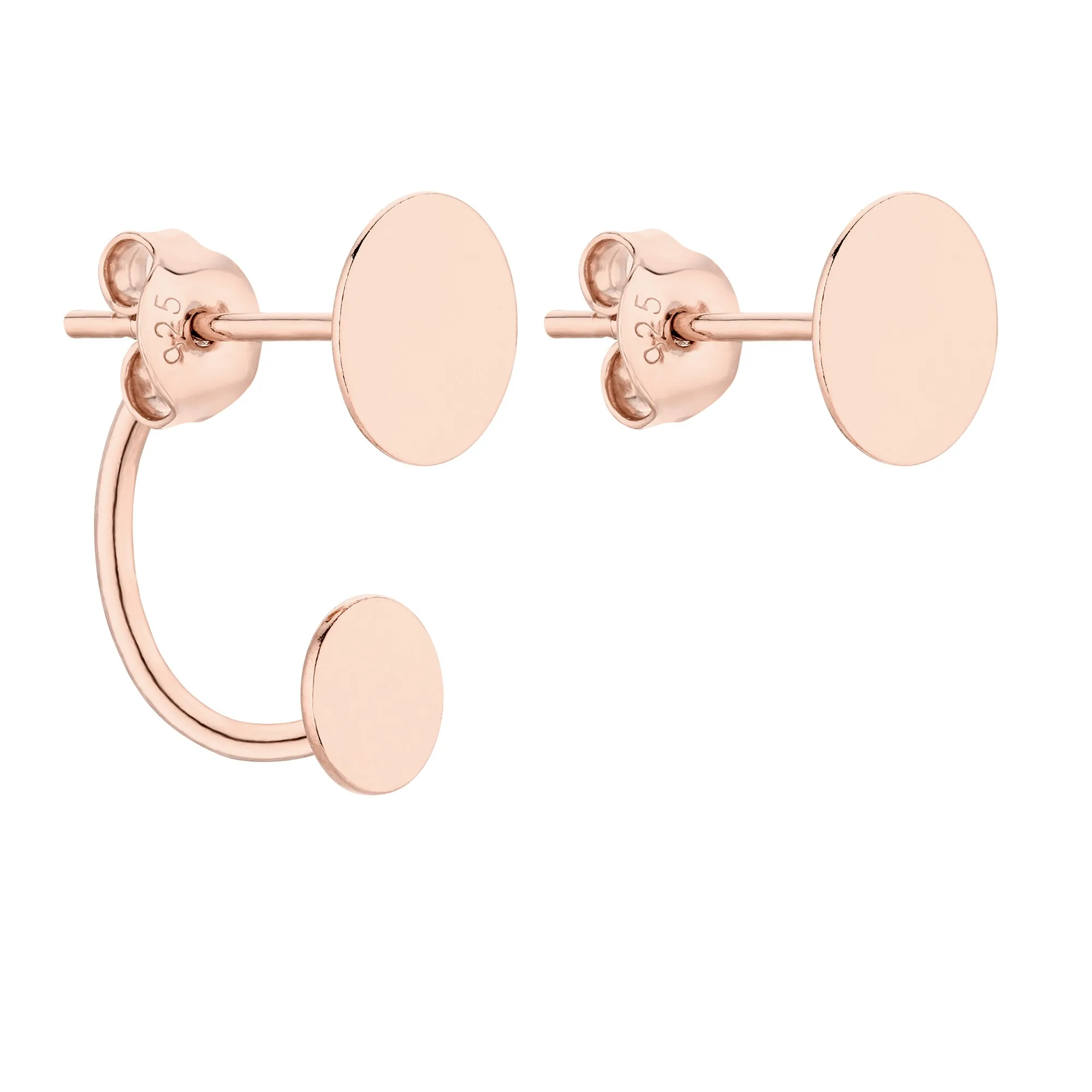 Asymetryczne kolczyki z kółkami z różowego złota