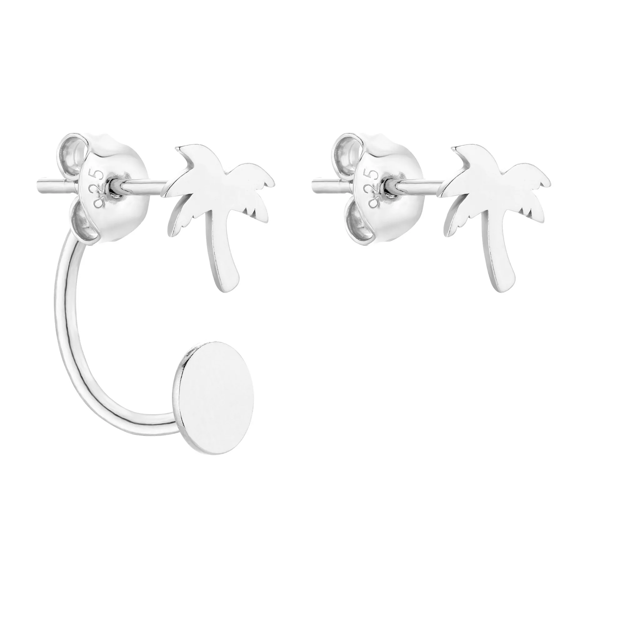 Srebrne asymetryczne kolczyki z palmami