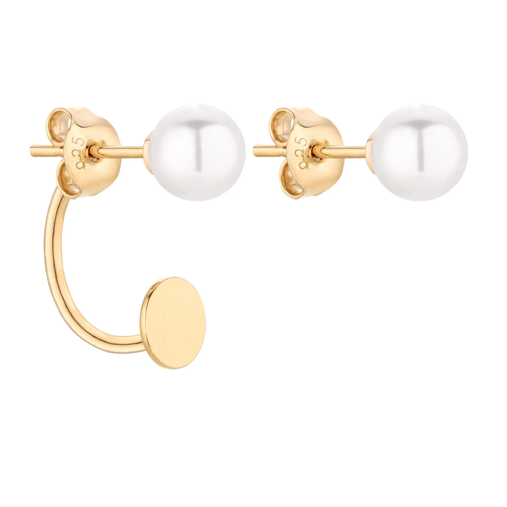 Złote asymetryczne kolczyki z perłami
