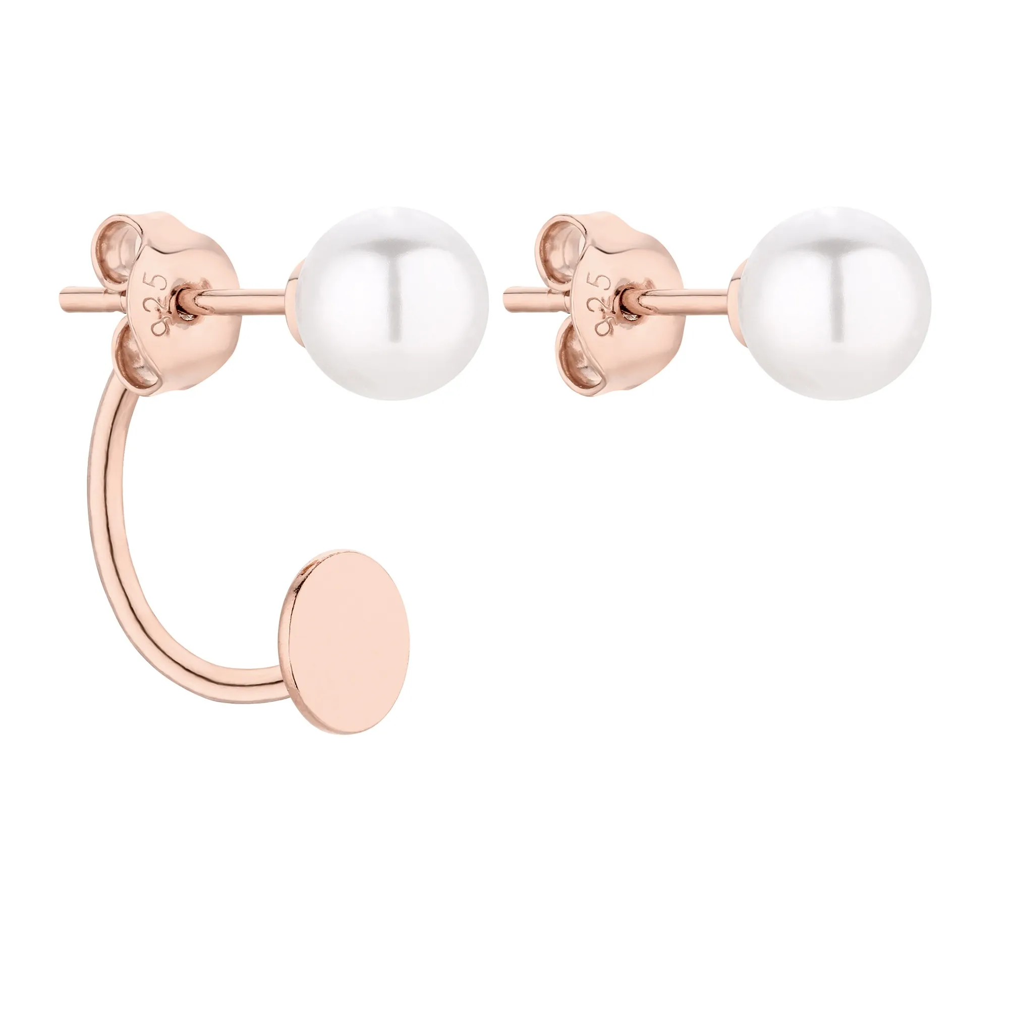 Asymetryczne kolczyki z różowego złota z perłami